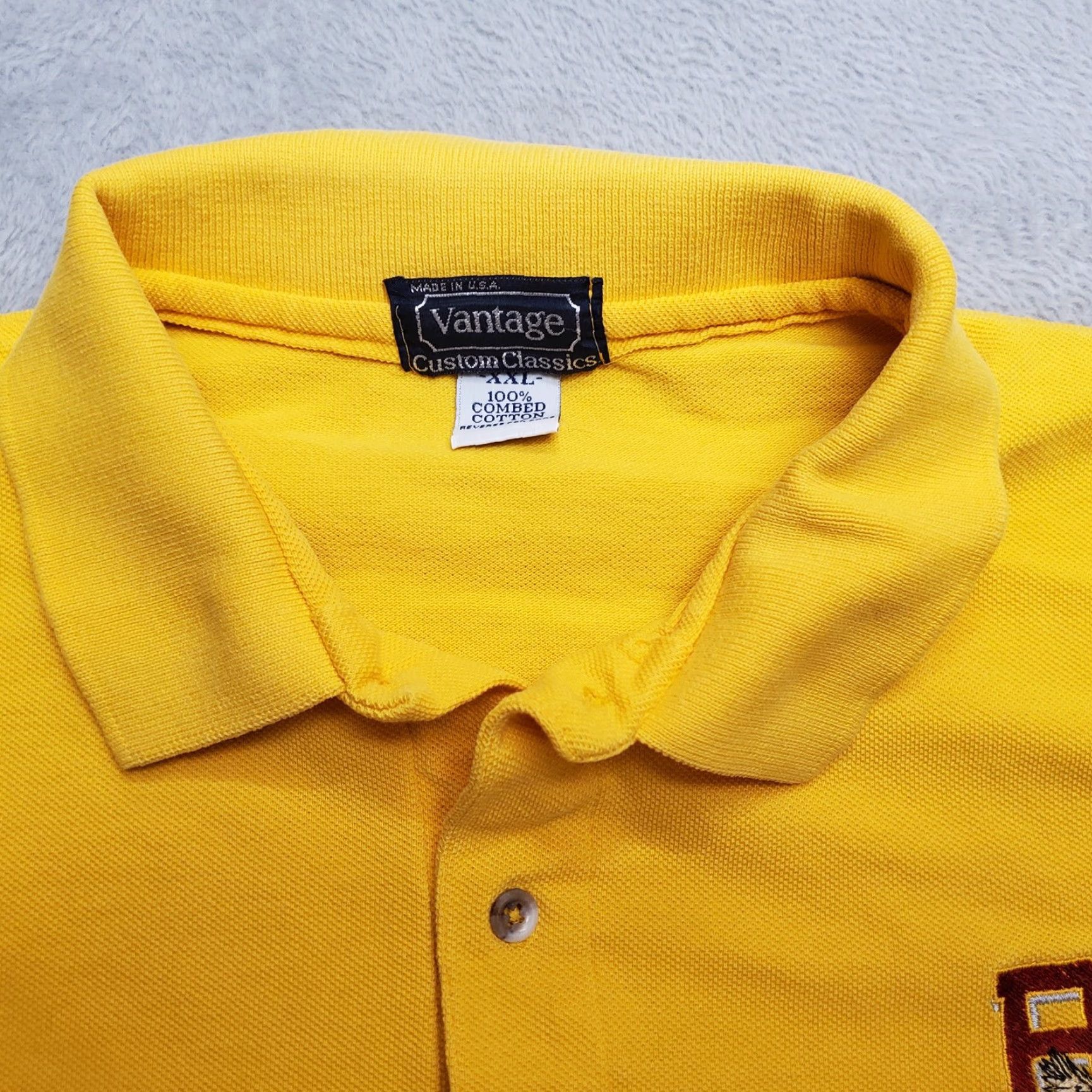 Vintage VINTAGE Vantage Polo Shirt Mens 2XL Yellow 100% Cotton Casual BC 80s 90s Solid Short Sleeve Collared Golf Walking Mens Size US XXL / EU 58 / 5 - 6 Thumbnail