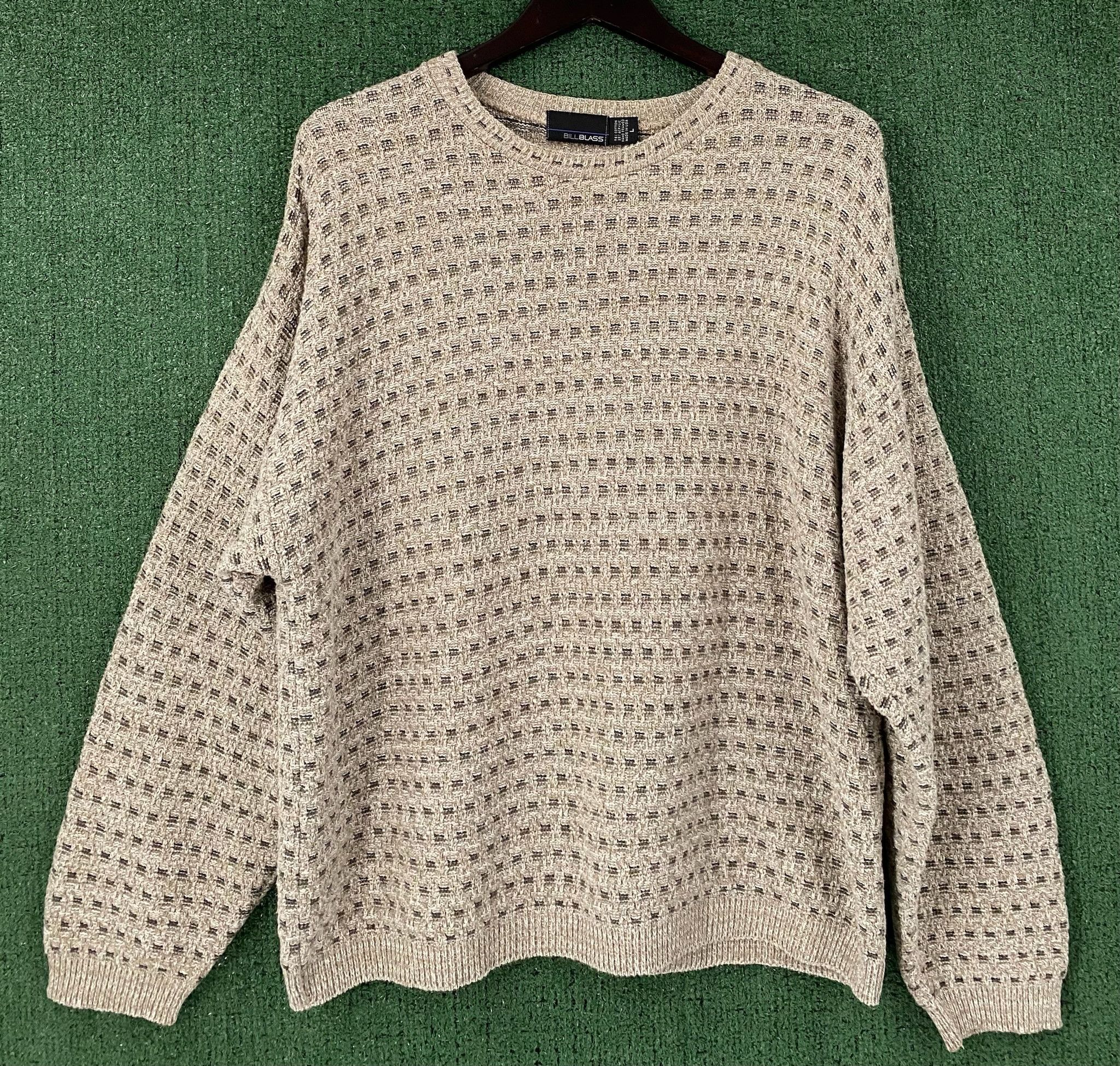 Bill Blass 90’s Bill Blass Oatmeal Patterned Cotton Blend Sweater Large Size US L / EU 52-54 / 3 - 1 Thumbnail