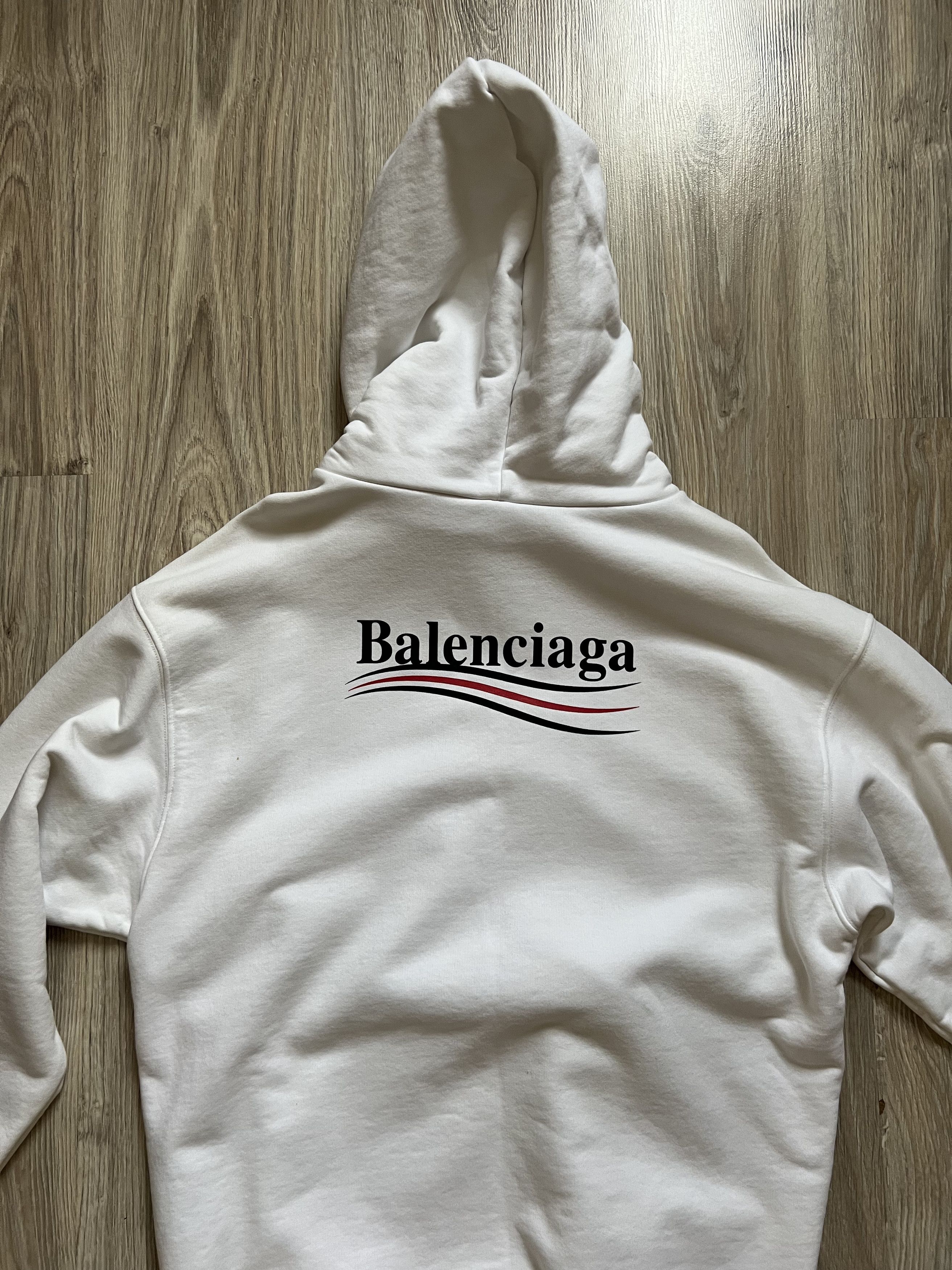 Balenciaga Campaign Logo Oversized White Hoodie