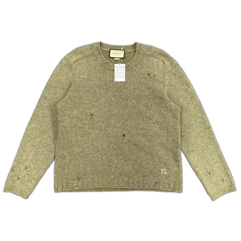 Gucci GUCCI Green Distressed Sweater Size XL-2506 Size US XL / EU 56 / 4 - 1 Thumbnail