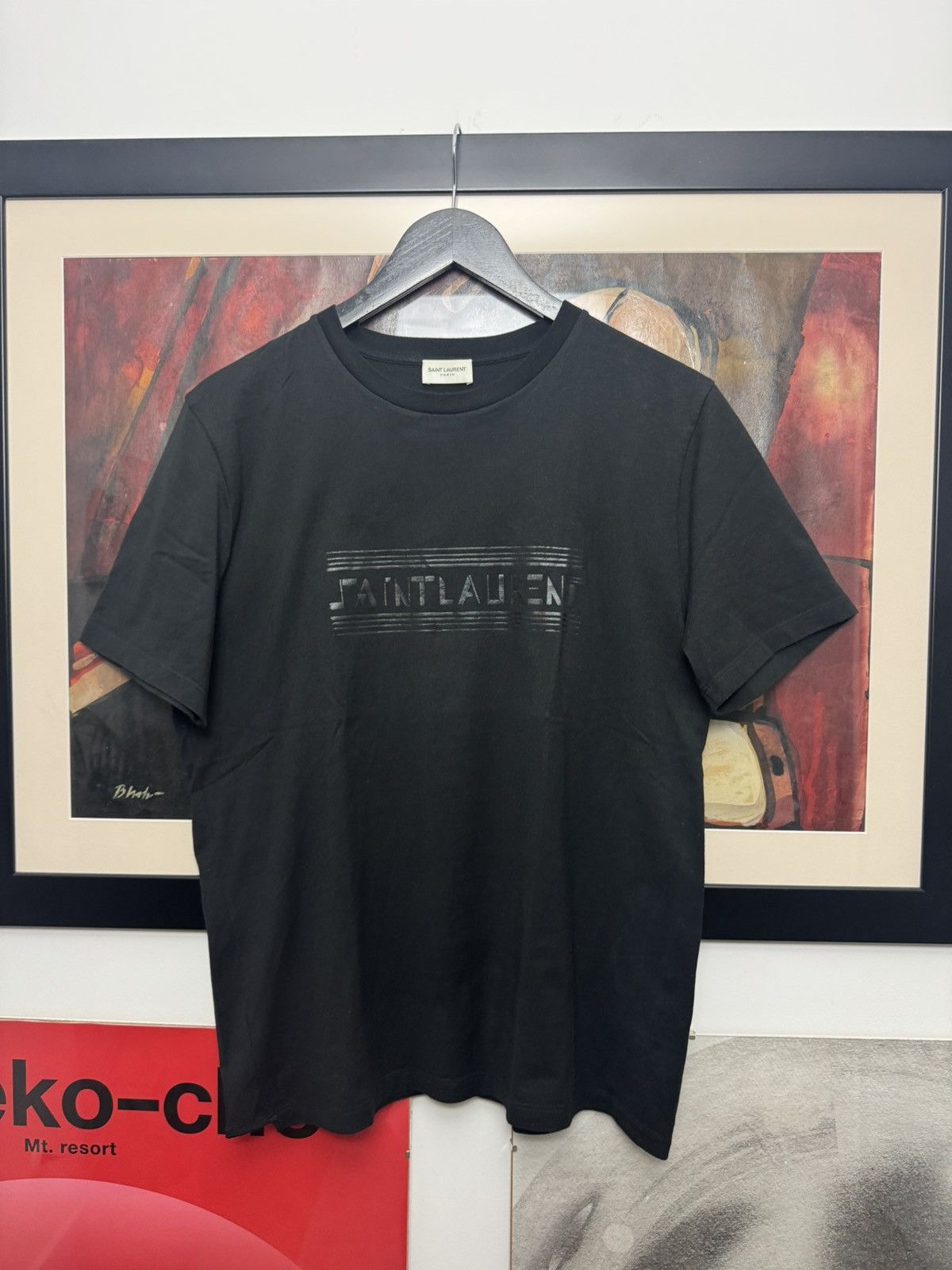 Saint Laurent Paris Saint Laurent Tee SLP Hedi Slimane Designer Logo Black Rare Size US M / EU 48-50 / 2 - 1 Thumbnail