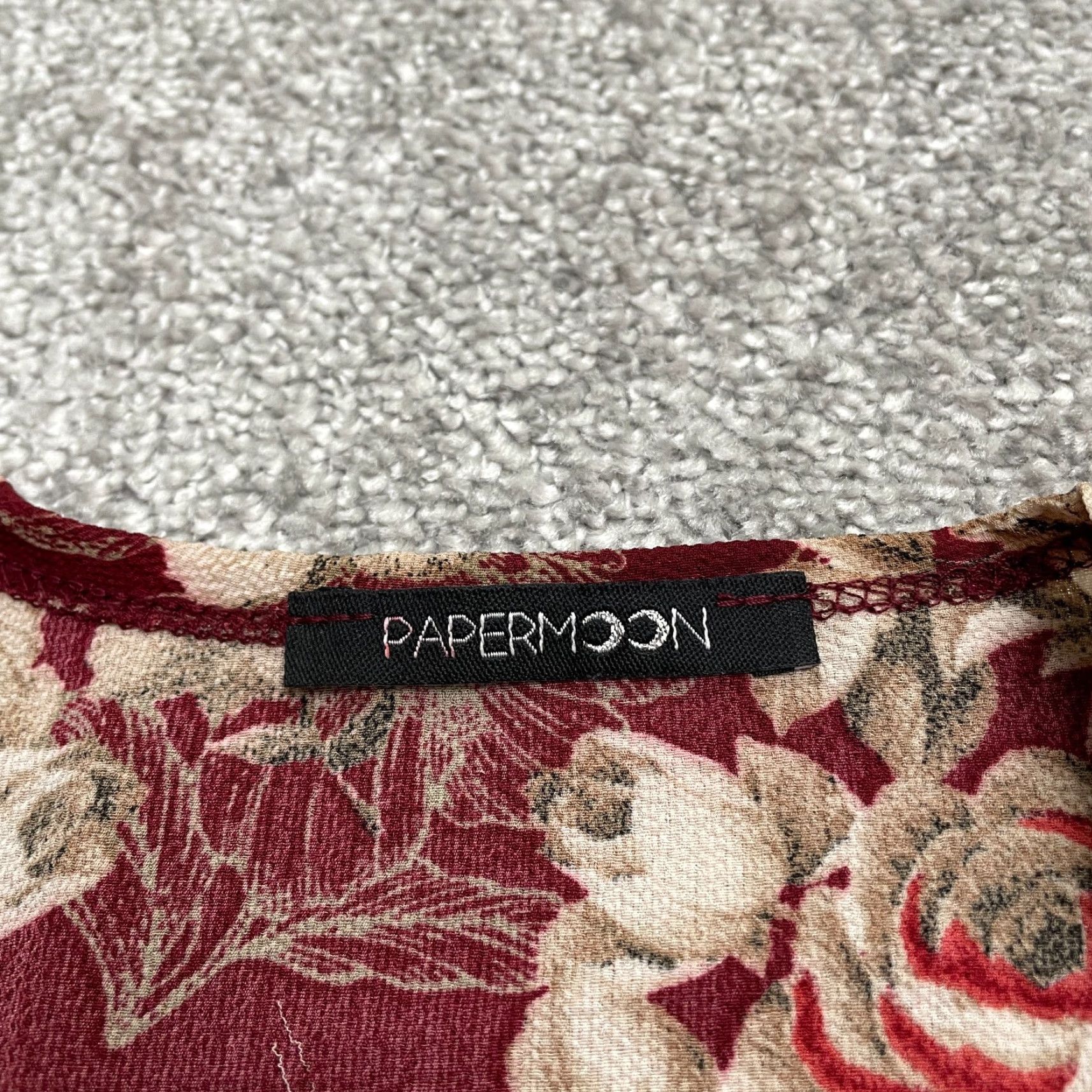 Vintage Papermoon Open Cover Up Kimono Top Womens L Red Floral Casual Bohemian Beach Shirt Size L / US 10 / IT 46 - 3 Thumbnail