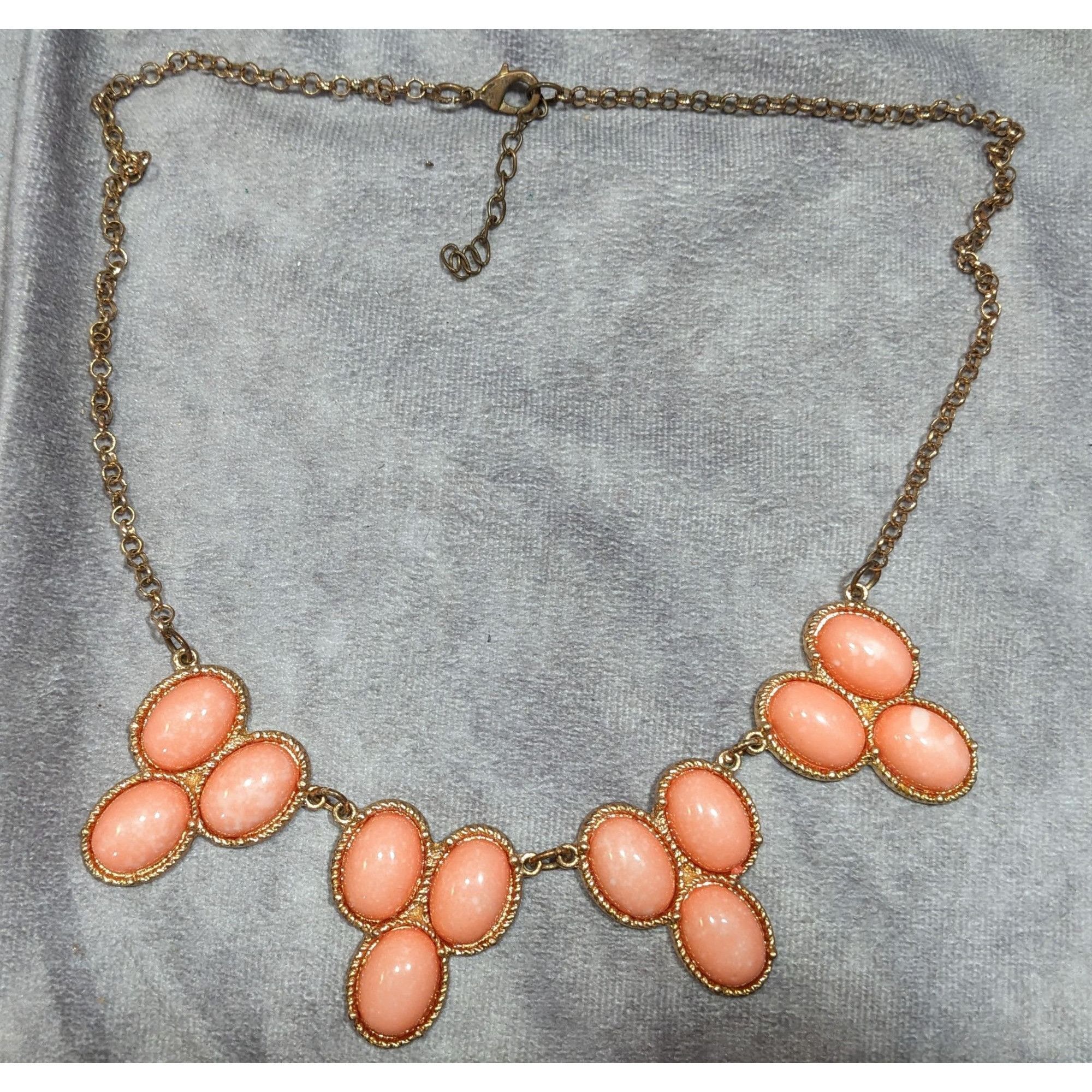 Other Y2K Mottled Peach Cabochon Floral Necklace Size ONE SIZE - 4 Thumbnail