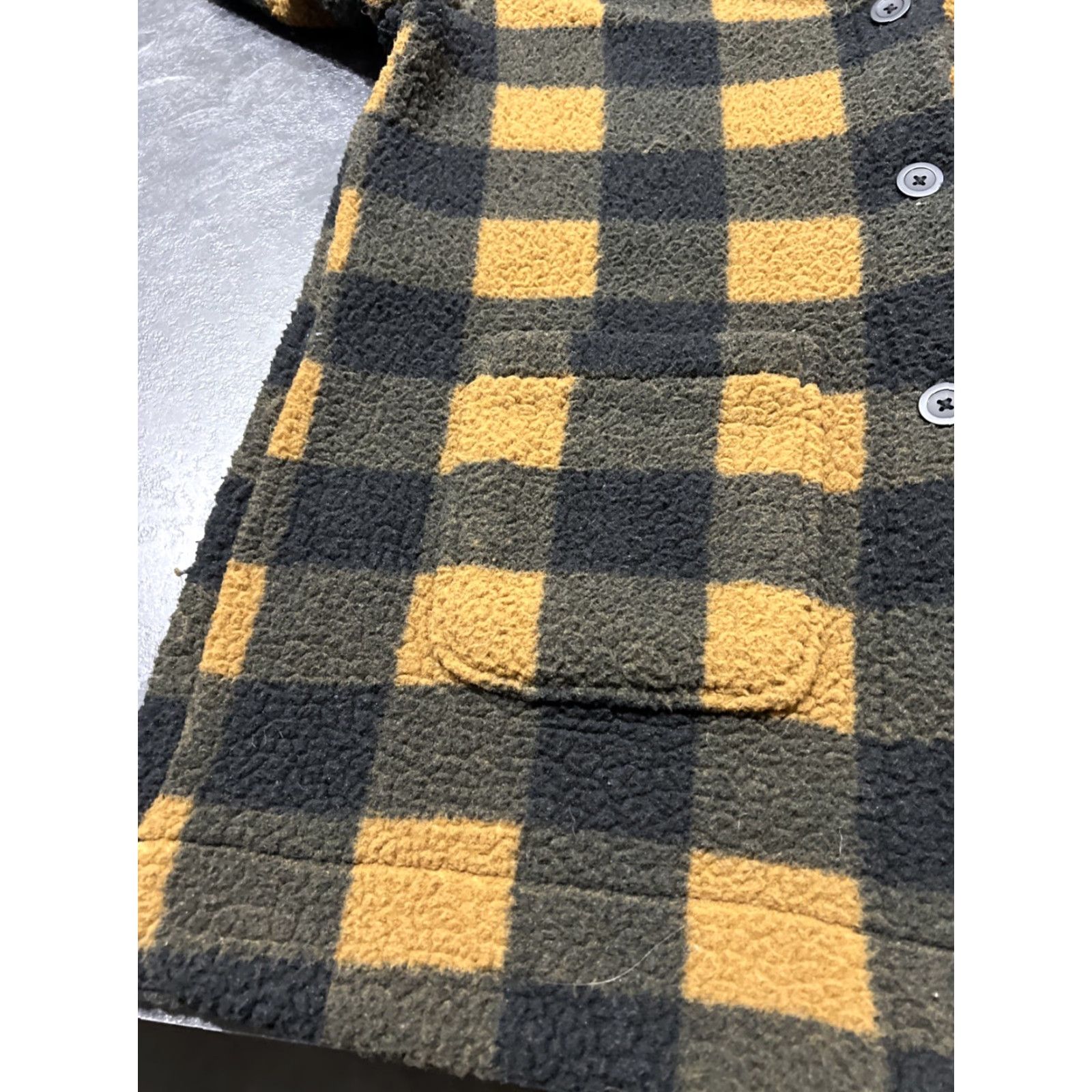 Lee Lee Women’s Plaid Long Sleeve 100% Polyester Teddy Bear Jacket Size L Gold Tan Size L / US 10 / IT 46 - 4 Thumbnail