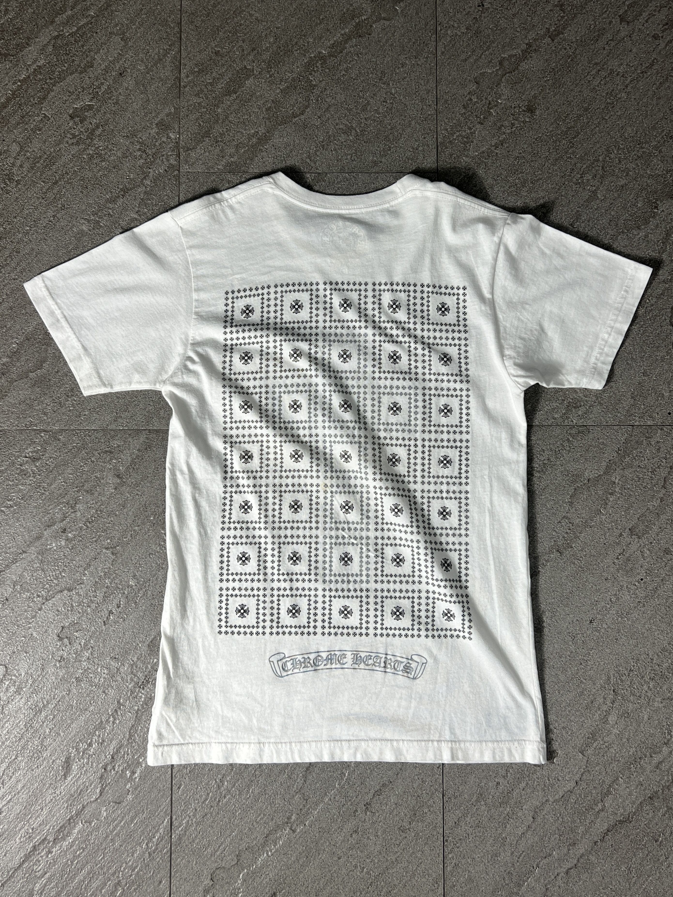 Chrome Hearts Chrome Hearts White Blue Triple Cross T-Shirt | Grailed