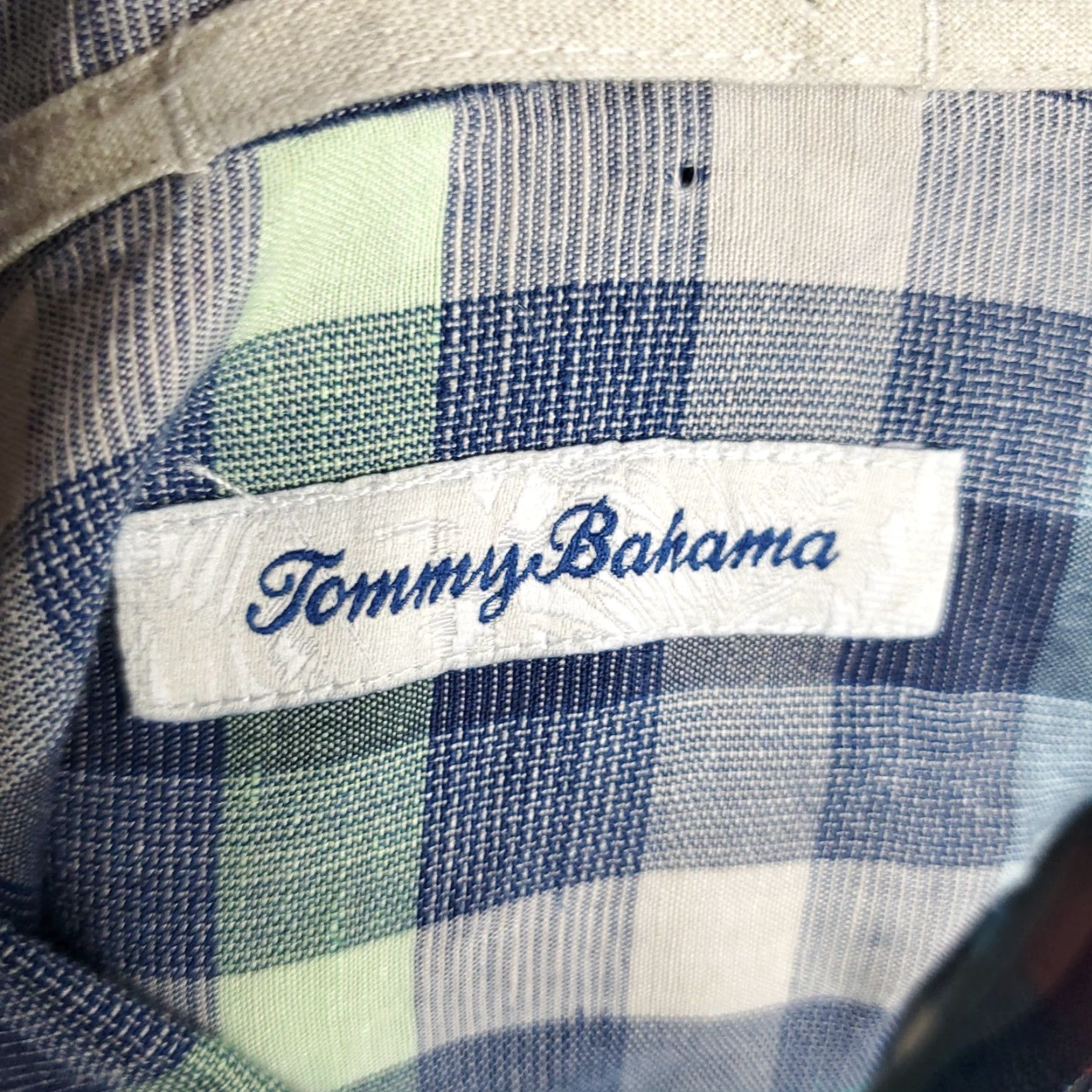 Tommy Bahama Tommy Bahama Shirt Mens XL Blue Plaid Linen Blend Button-Up Long Sleeve - Shirt - Adult XL - Blue - Tommy Bahama Size US XL / EU 56 / 4 - 7 Thumbnail