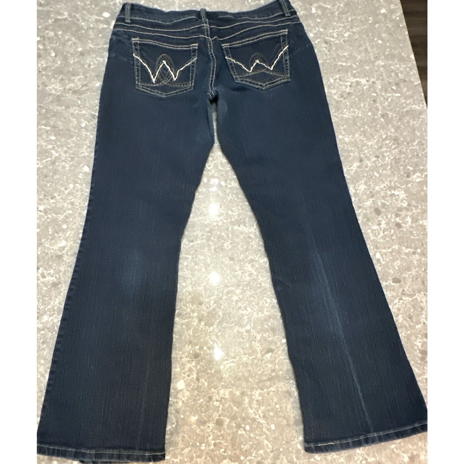 Wrangler VINTAGE Wrangler Jeans Bootcut Jeans Dark Wash 36x30.5 13/14x32 Women Mid Rise Stretch 5-Pocket Logo Cowgirl Western 80s 90s Size 34" / US 12 / IT 48 - 2 Thumbnail