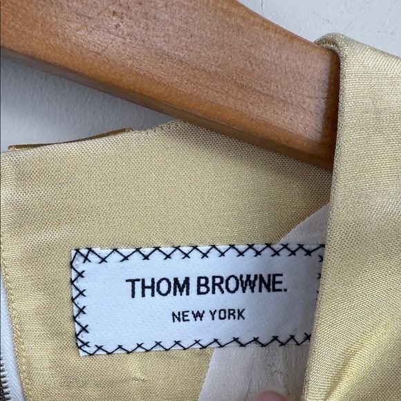 Thom Browne THOM BROWNE gold panelled short puff sleeve fitted midi dres Size S / US 4 / IT 40 - 6 Thumbnail