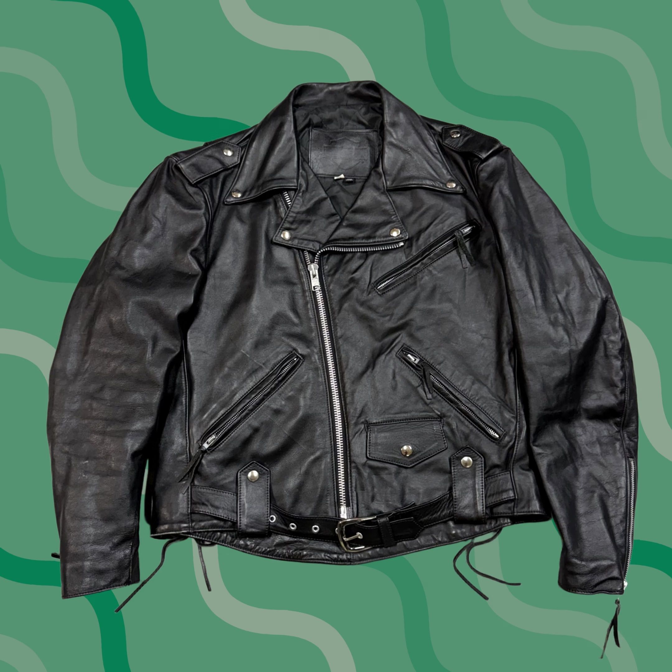 Harley Davidson Harley-Davidson Jacket Mens 42 Black Leather Motorcycle Belted Quilted Lined USA Jacket Size US XS / EU 42 / 0 - 1 Thumbnail