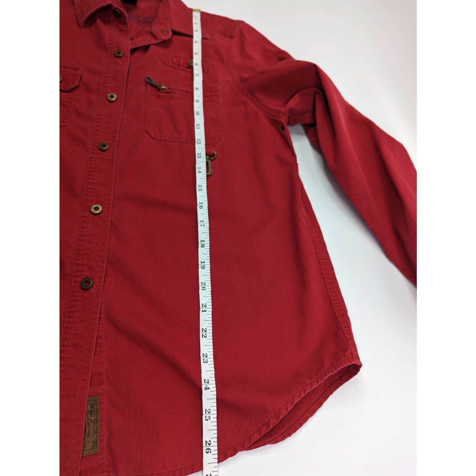 Ralph Lauren VINTAGE Lauren Ralph Lauren Button Up Shirt Womens Medium Red Corduroy Cotton Blend Long Sleeve Fall Winter Fish Theme Jersey? Size M / US 6-8 / IT 42-44 - 7 Thumbnail