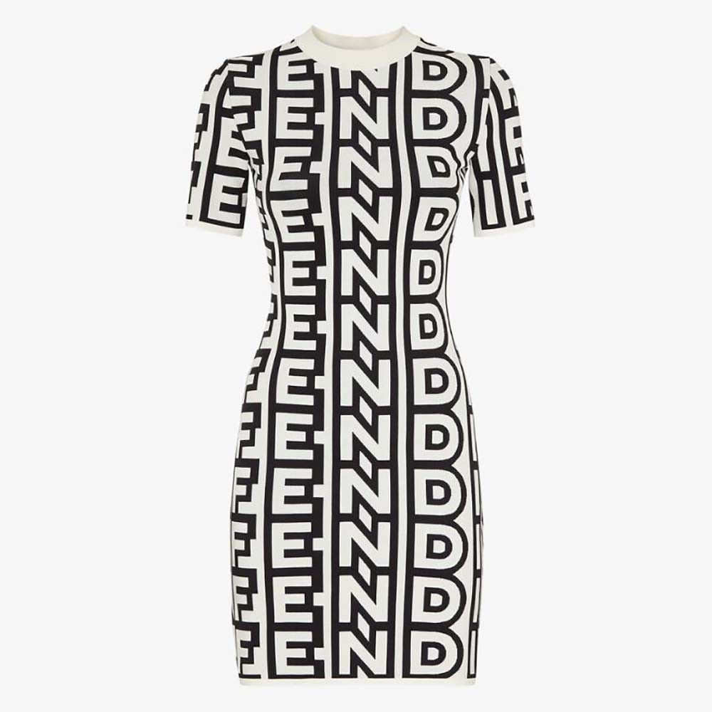 Fendi o1loc1c0824 Dress in Black/White Size XL / US 12-14 / IT 48-50 - 1 Preview