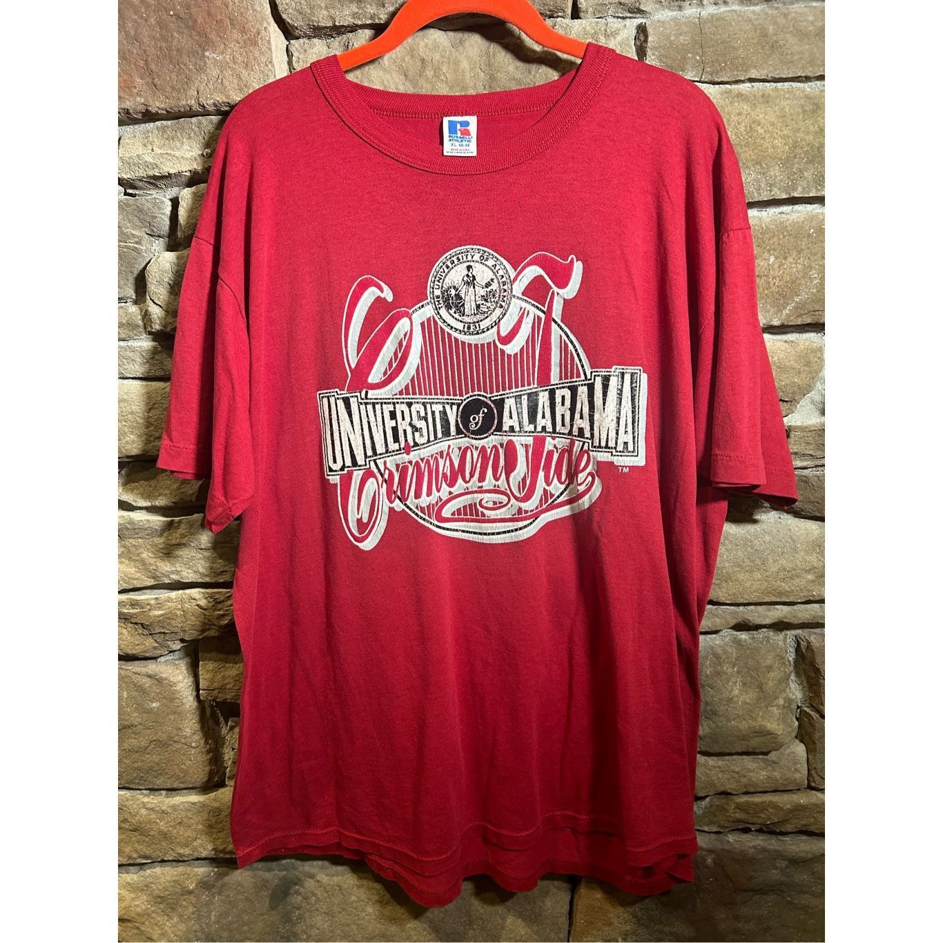 Russell Athletic Vintage 1990s single stitched university of Alabama red whit Size US XL / EU 56 / 4 - 1 Thumbnail