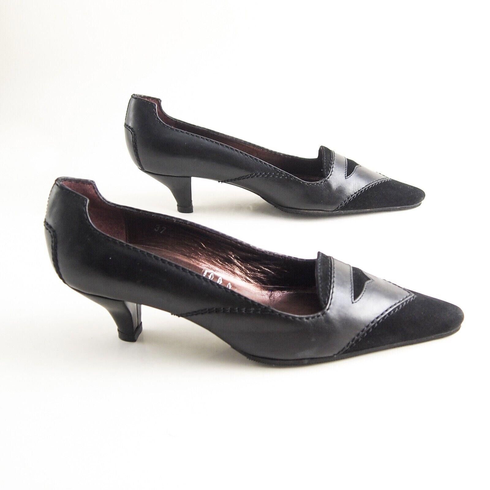 Tod's Tod's Mid Heel Pumps Black Leather Suede US 7 EU 37 $620 Size US 7 / IT 37 - 7 Thumbnail
