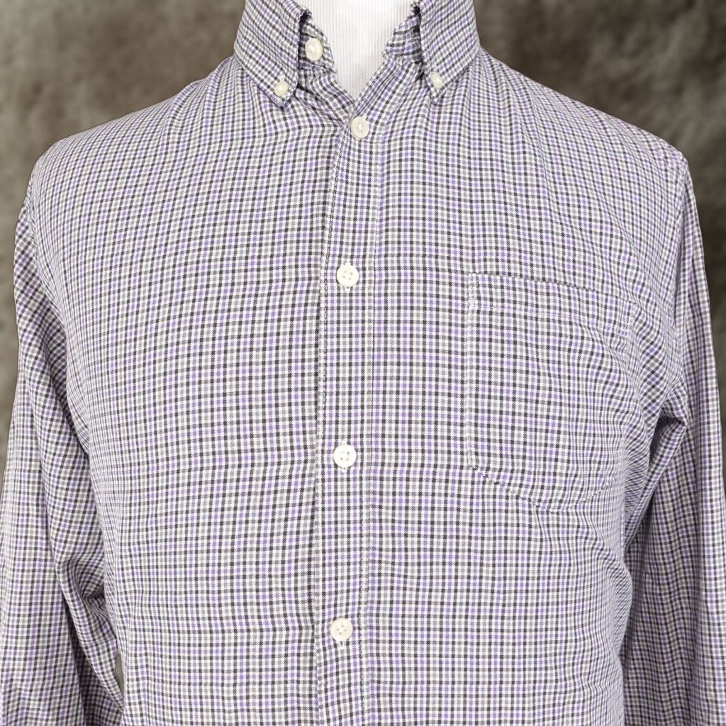 Van Heusen VAN HEUSEN Check Button-Up Shirt Long Sleeve Purple Multicolor Men's L 16-16.5 Size US L / EU 52-54 / 3 - 1 Thumbnail