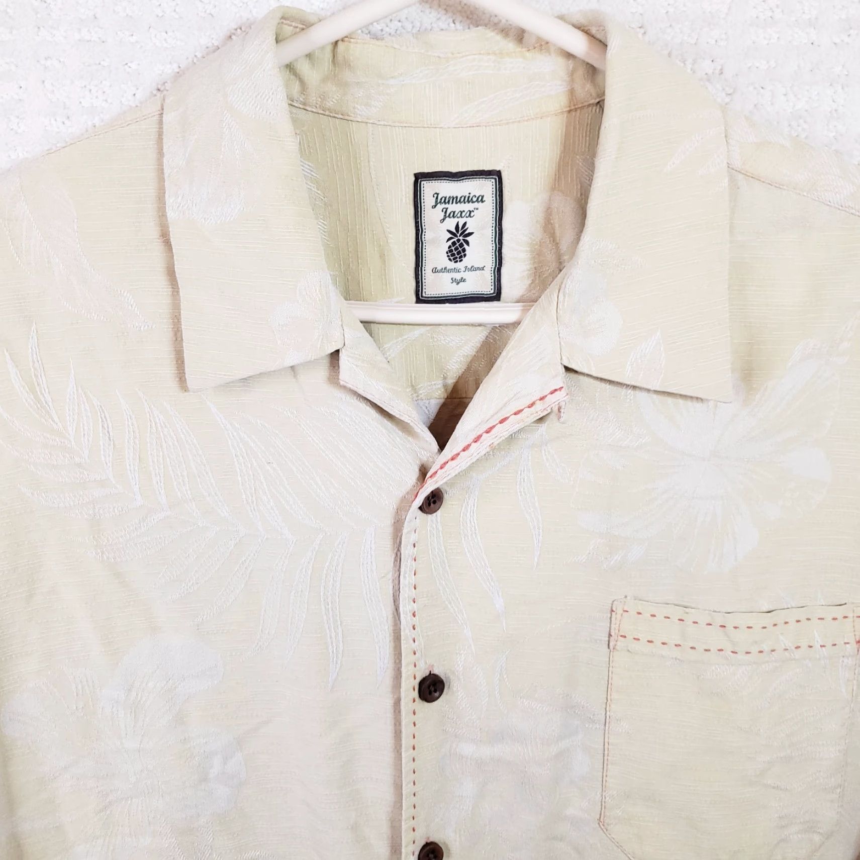 Vintage JAMAICA JAXX Men XL Short Sleeve Button-Down Floral Silk Shirt Yellow Size US XL / EU 56 / 4 - 3 Thumbnail