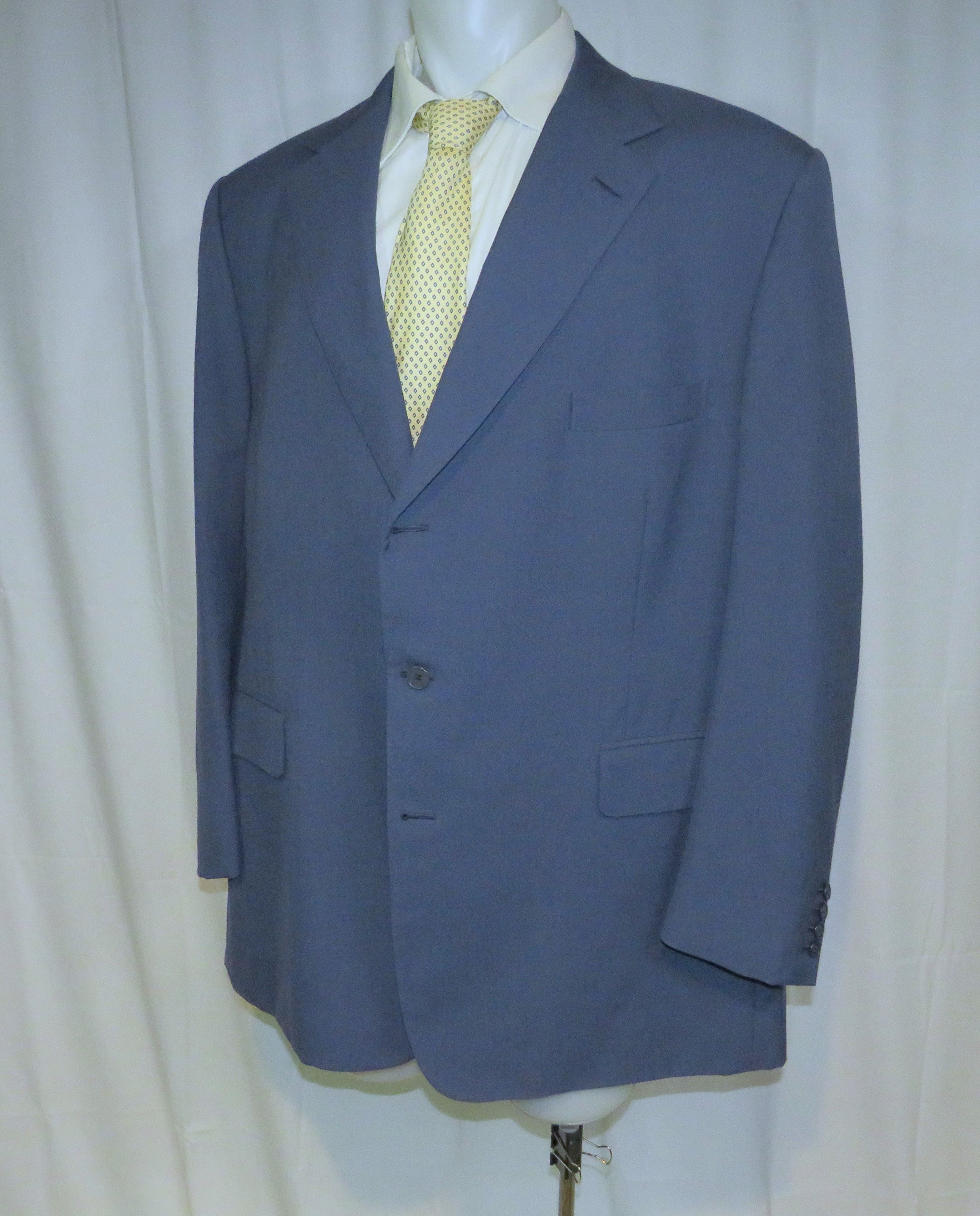Henry Poole × Savile Row Bespoke Pale Blue Three Button Sport Coat 52XL Size 52L - 7 Thumbnail