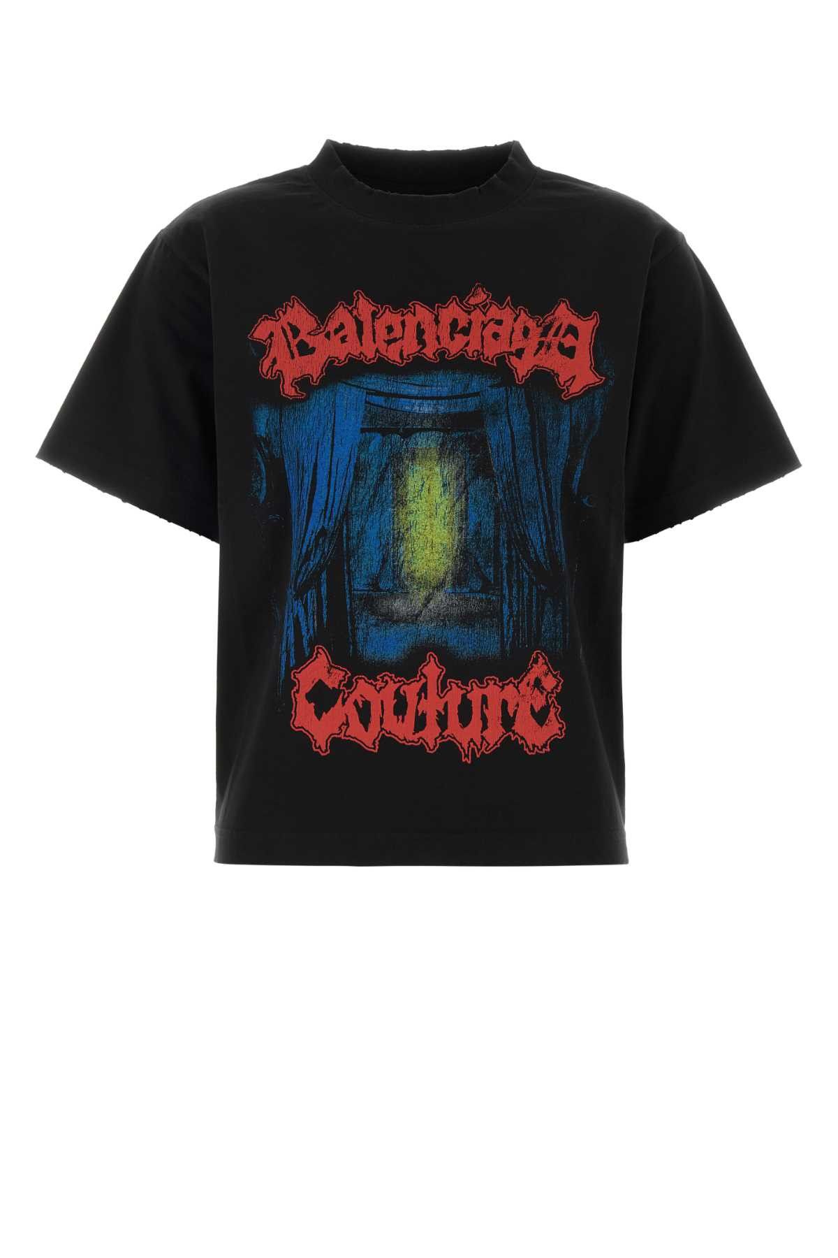 Balenciaga Black Cotton T-Shirt Size XS / US 0-2 / IT 36-38 - 1 Thumbnail