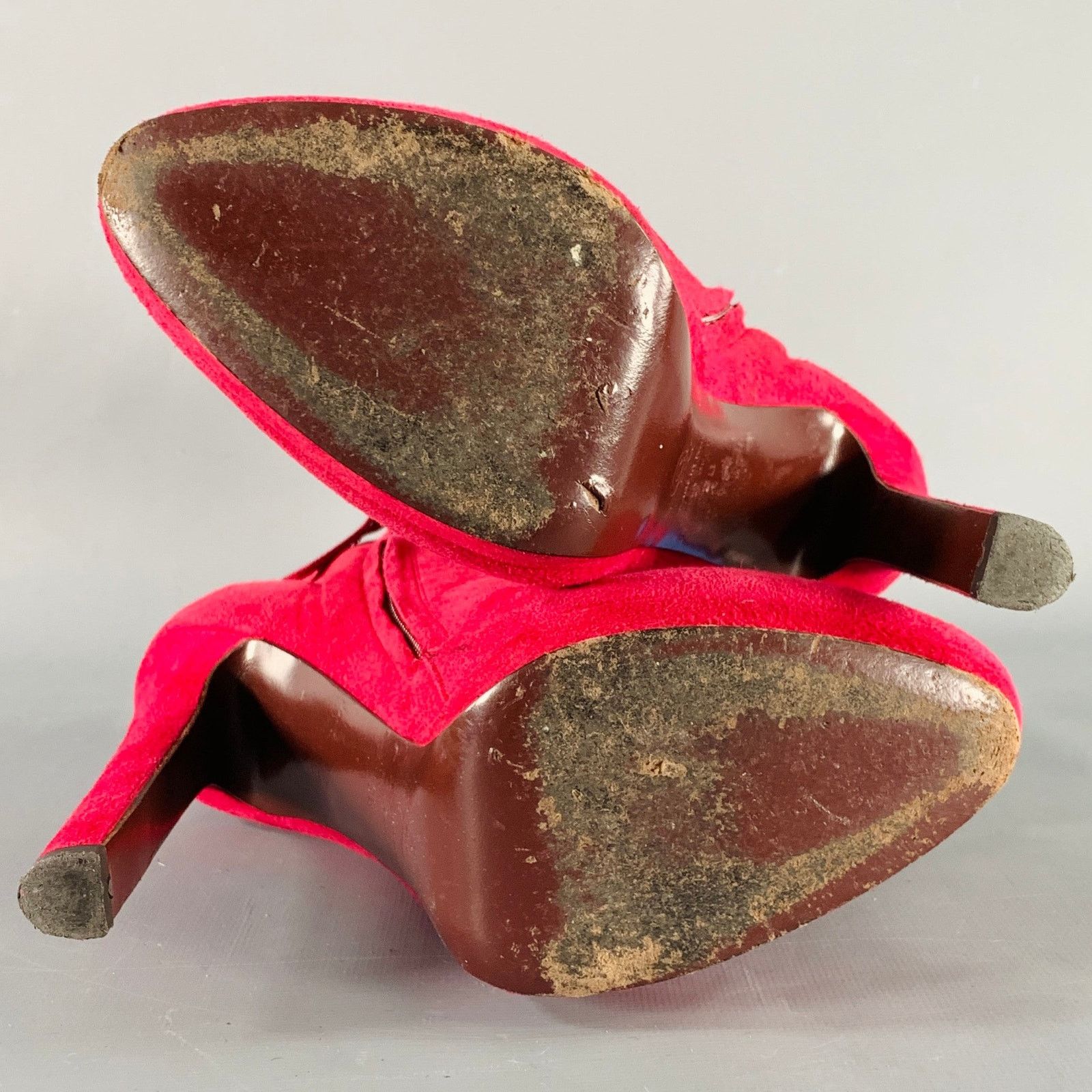 Alexander McQueen ALEXANDER MCQUEEN Size 8 Red Suede Platform Ankle Boots Size US 8 / IT 38 - 6 Thumbnail