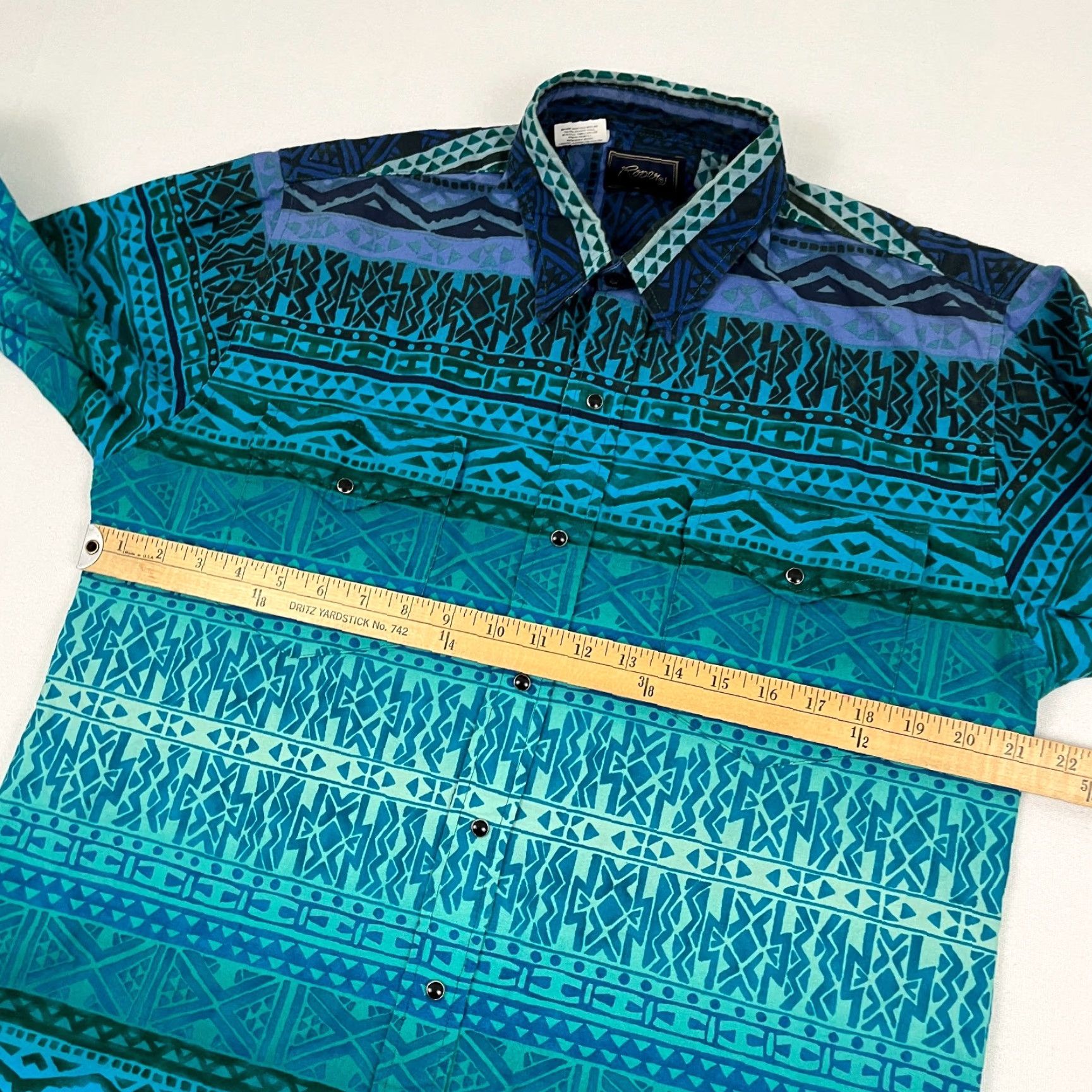 Roper VTG Roper Shirt Mens L Blue Pearl Snap Aztec Southwestern Rockability Rodeo Y2K Size US L / EU 52-54 / 3 - 4 Thumbnail