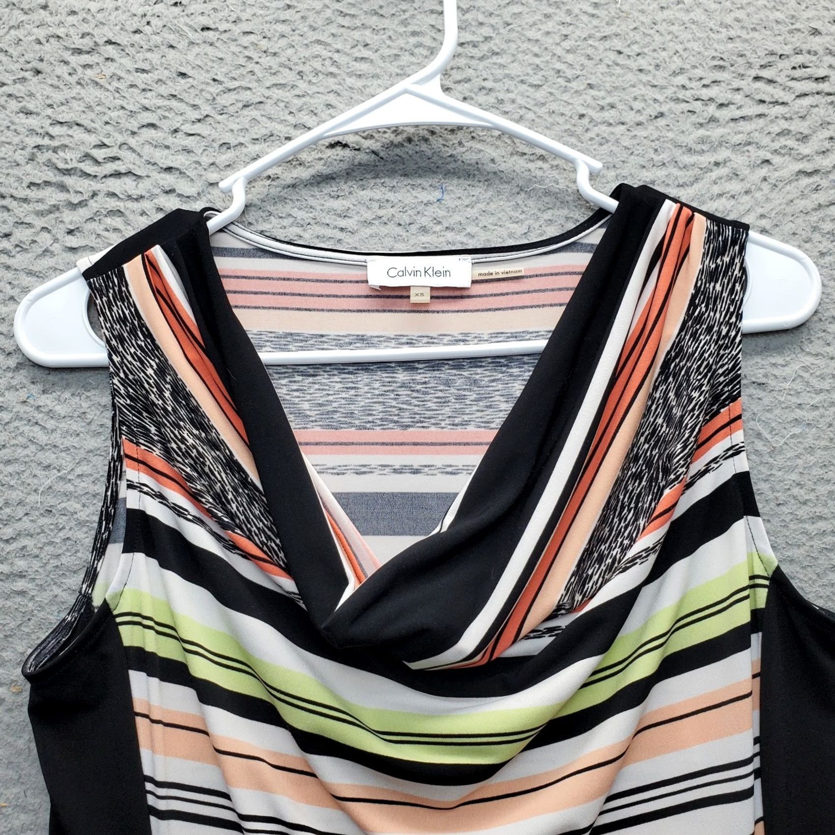 Calvin Klein Calvin Klein Tank Top Womens XS Multicolor Striped Stretch Sleeveless Cowl Neck Tank Shirt Womens XS Multicolor Striped Stretch Sleeveless Cowl Neck Size XS / US 0-2 / IT 36-38 - 3 Thumbnail