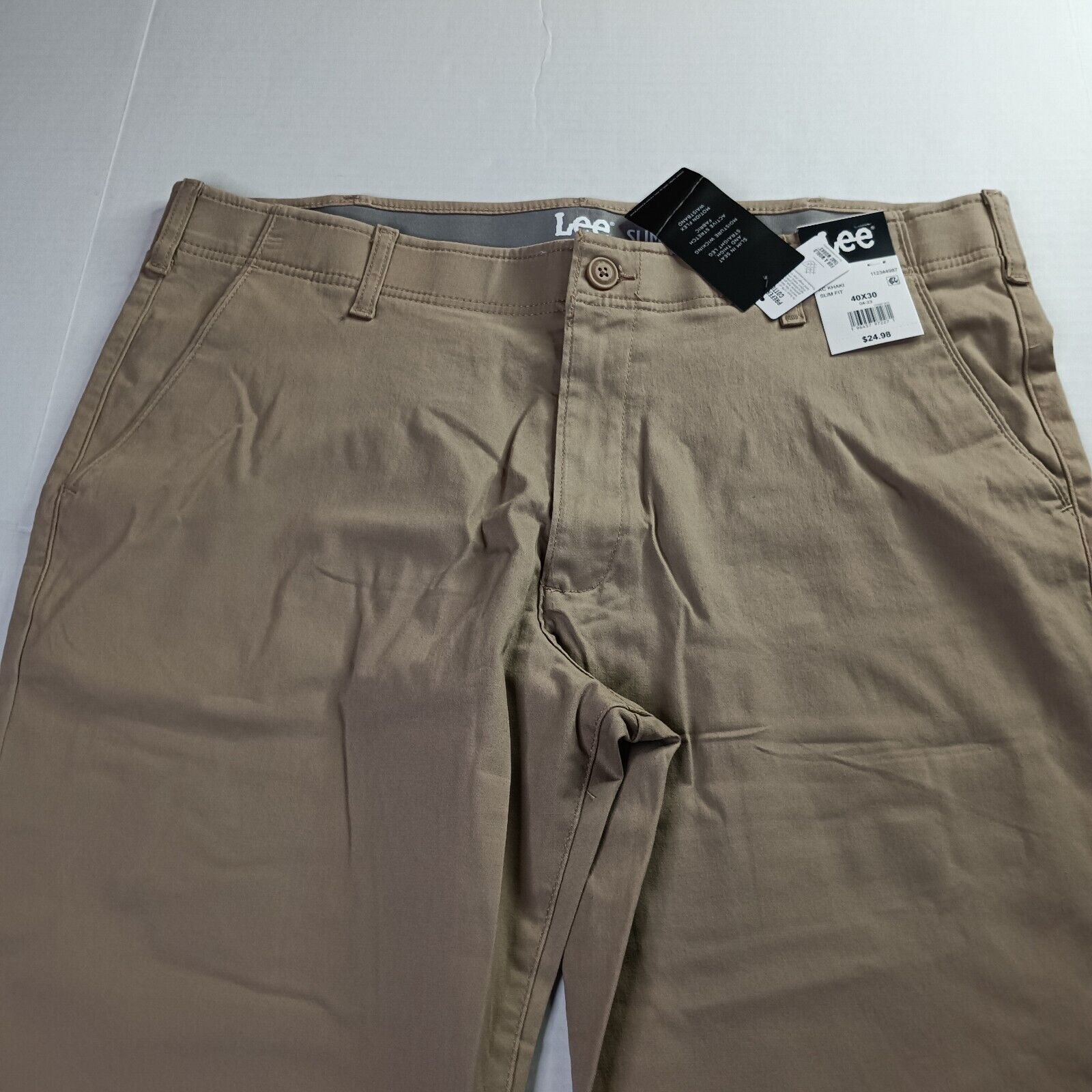 Lee Lee Chino Motion Flex Waistband Pants Men's 40x30 Khaki Slim Size US 40 / EU 56 - 4 Thumbnail