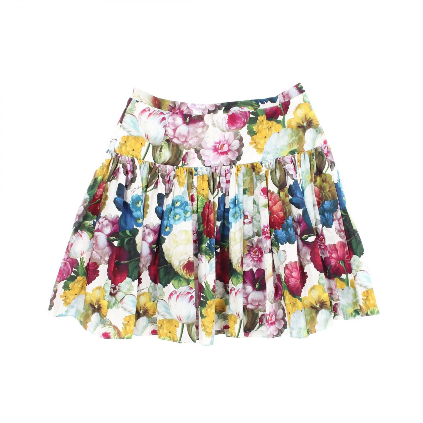 Dolce & Gabbana Dolce & Gabbana Dolce & Gabbana Floral Print Cotton Skirt Textile Skirts F4CFAT40 DUTY FREE for USA Size ONE SIZE - 1 Thumbnail