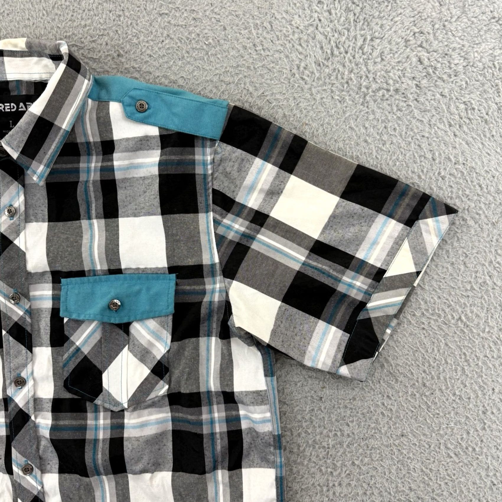 Vintage VINTAGE Red Ape Shirt Men's Large Blue Plaid Button Up Short Sleeve Y2K Hip Hop Size US L / EU 52-54 / 3 - 5 Thumbnail