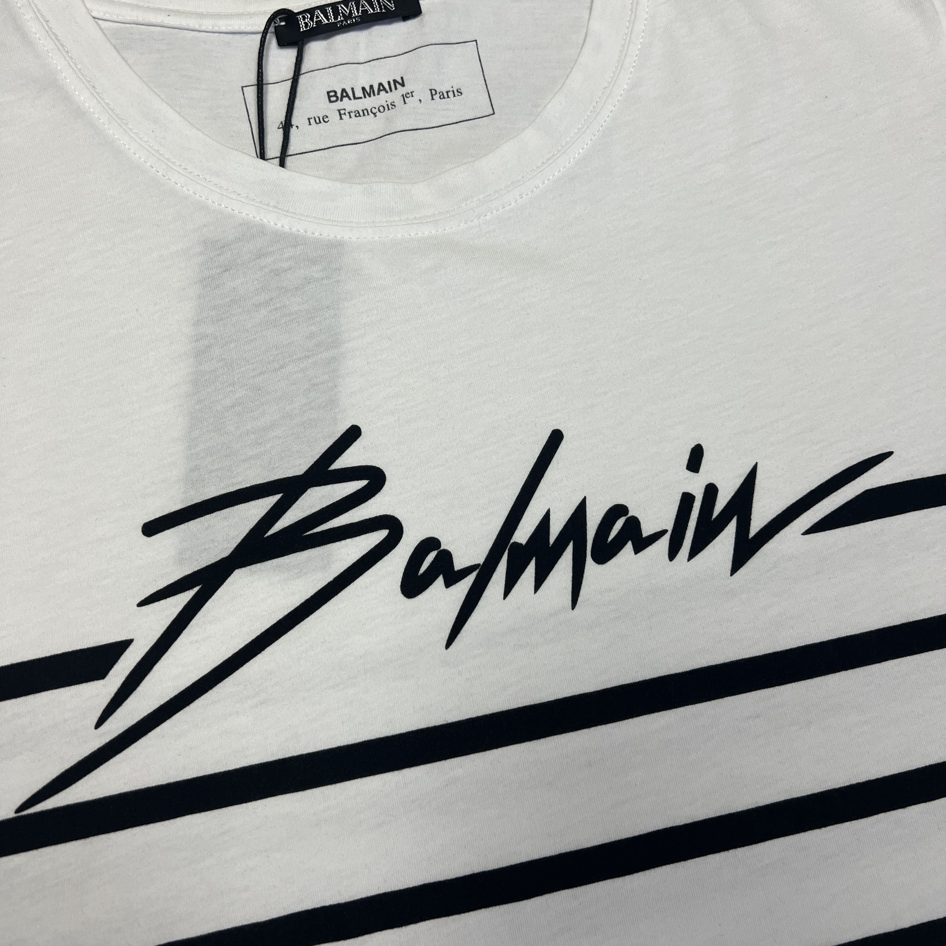Balmain Balmain Stripe Logo T-Shirt Size US XL / EU 56 / 4 - 3 Thumbnail