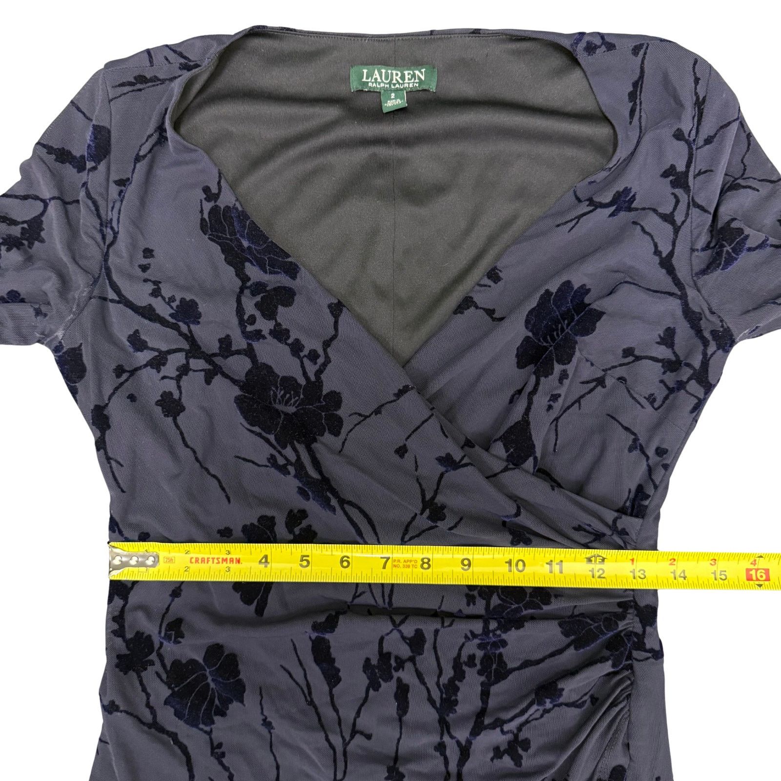Lauren Ralph Lauren Lauren Ralph Lauren Navy Blue Floral Wrap Dress Size XS / US 0-2 / IT 36-38 - 7 Thumbnail