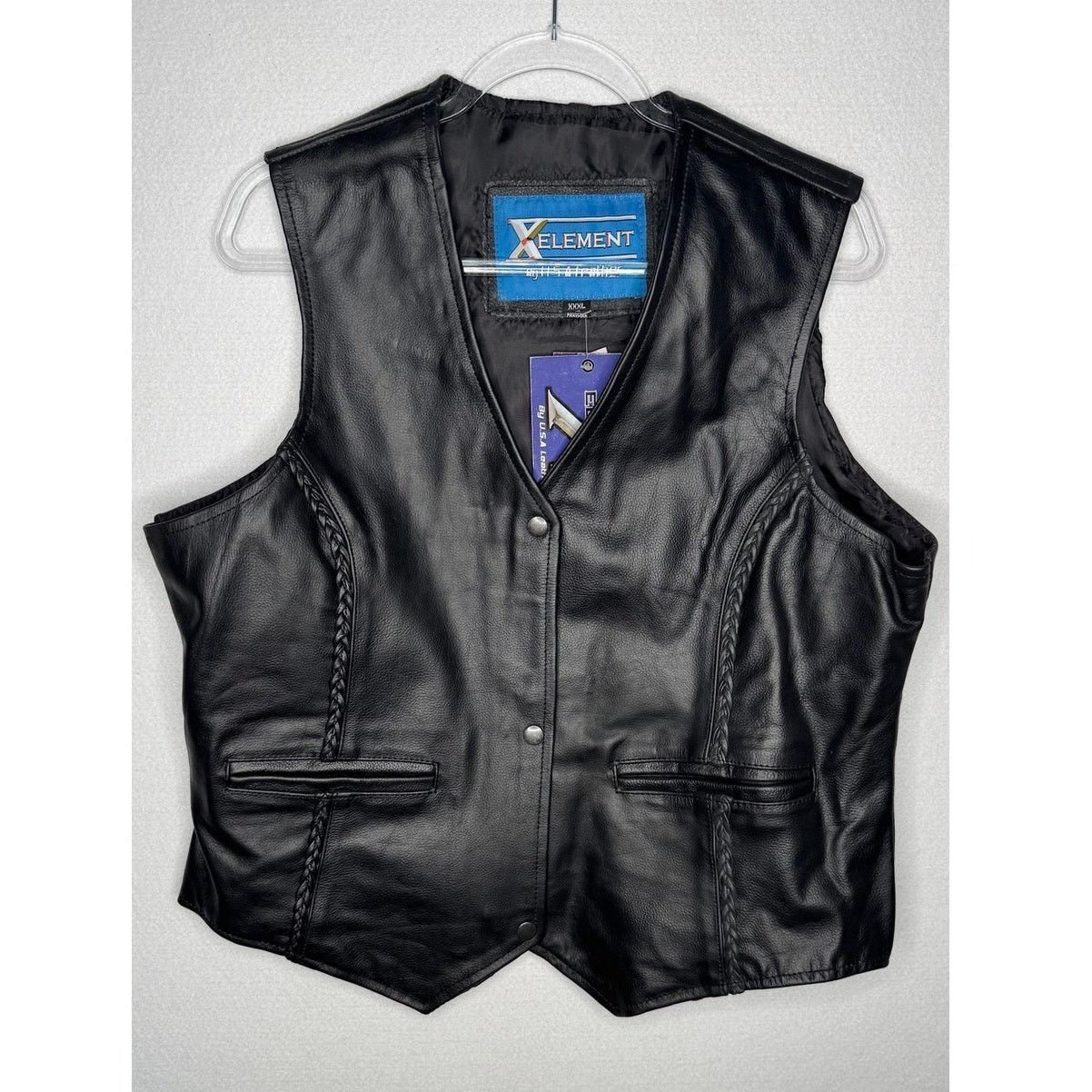 Xelement 1990s Xelement Black Leather Biker Vest Men’s XL NWT Size US XL / EU 56 / 4 - 1 Thumbnail