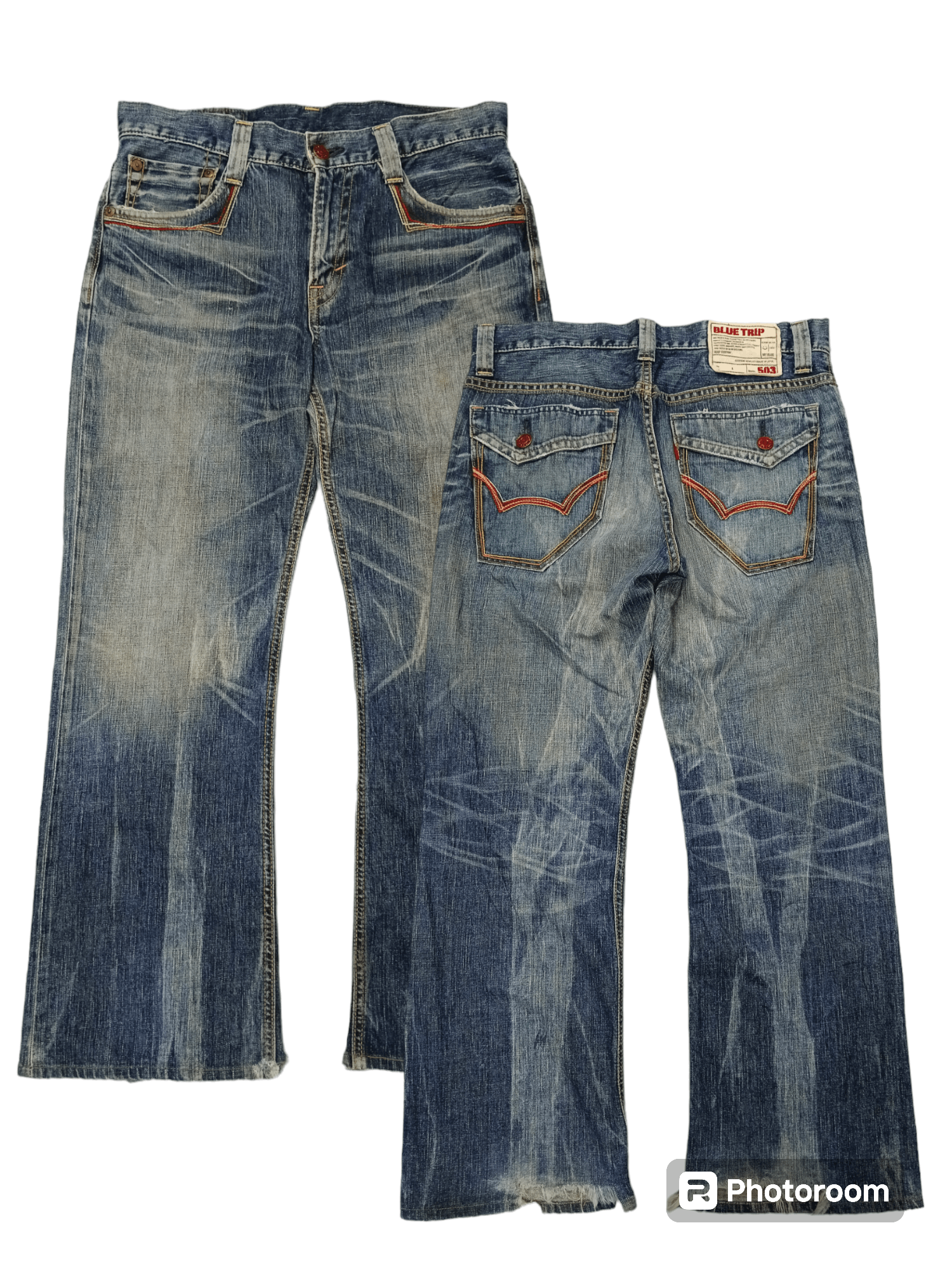 Edwin SICK FLARE WASHED BLUE EDWIN DENIM PANTS Size US 34 / EU 50 - 1 Thumbnail