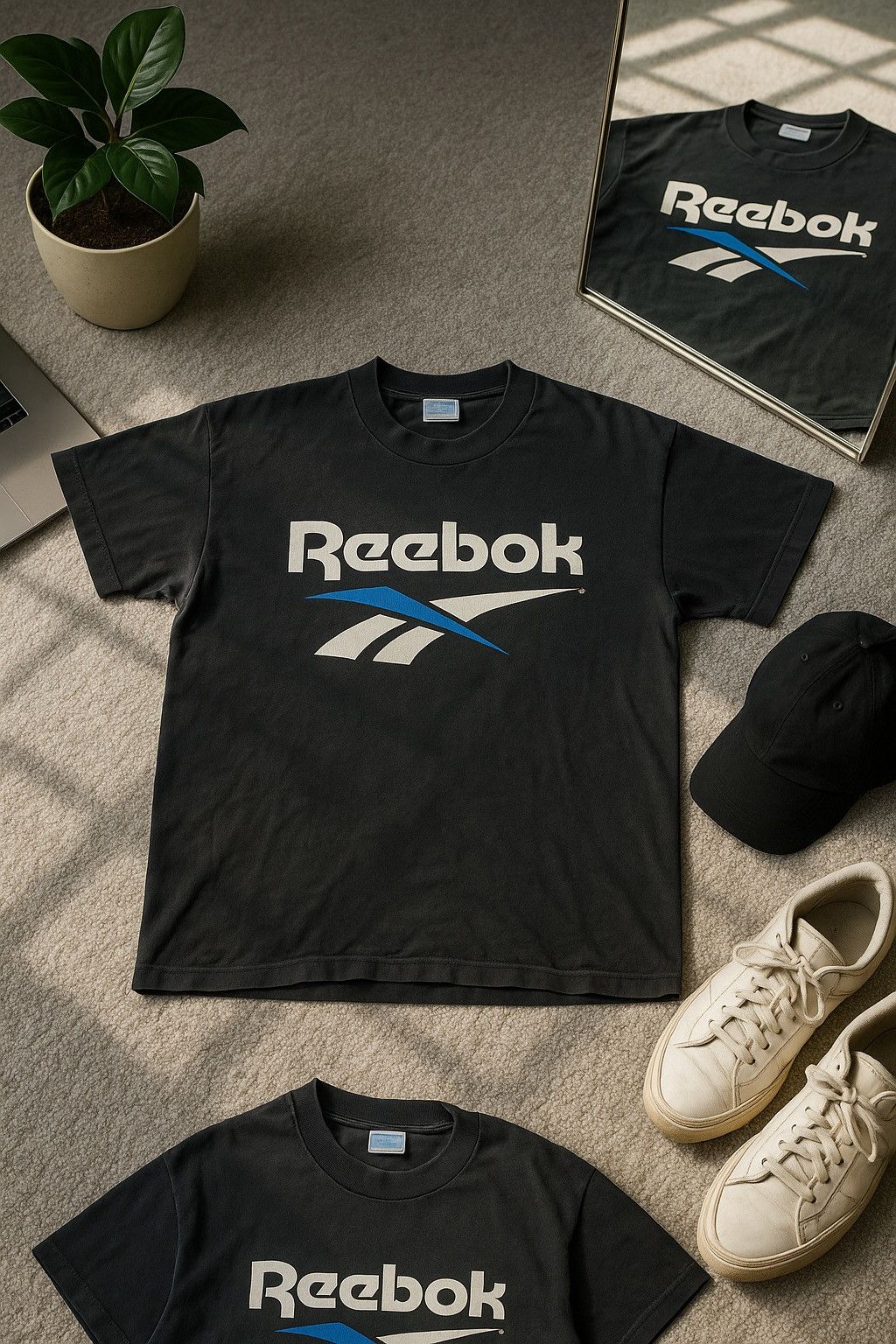 VINTAGE REEBOK TSHIRT BIG LOGO DESIGN