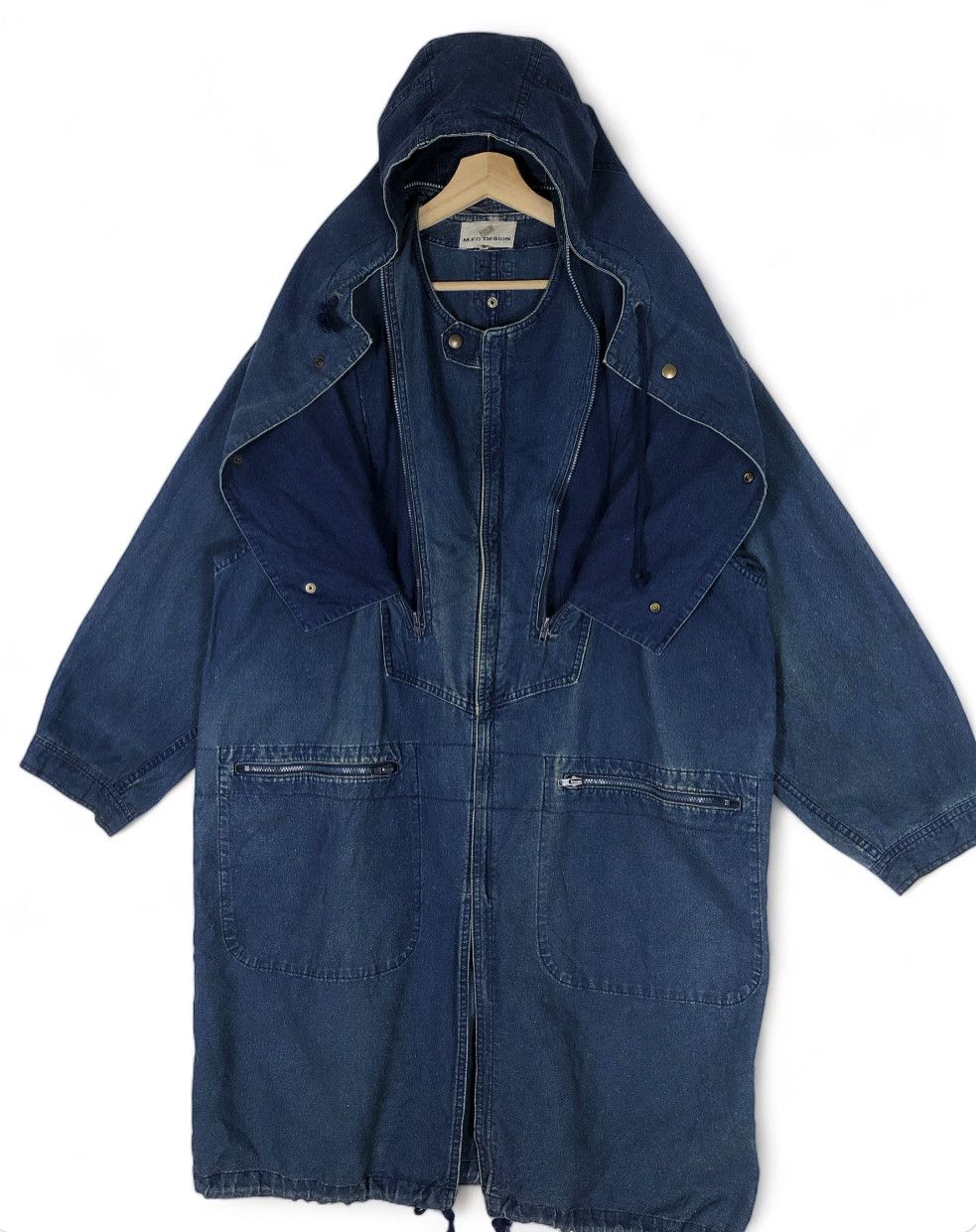 Marithe + Francois Girbaud RARE🔥80’S MFG NUN STYLE DENIM JACKET FLAP ZIP HOOD Size US L / EU 52-54 / 3 - 6 Thumbnail
