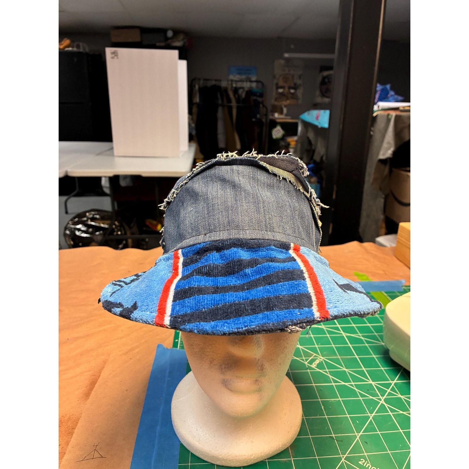 Other Miss Fit Upcycled Patchwork Denim Bucket Hat, Small, Beach Size ONE SIZE - 3 Thumbnail