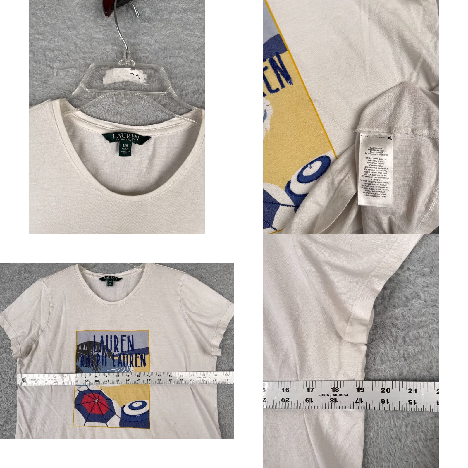 Ralph Lauren VINTAGE Lauren Ralph Lauren Shirt Women Large White Sequin Logo Short Sleeve Casual Beach 90s Size L / US 10 / IT 46 - 8 Thumbnail