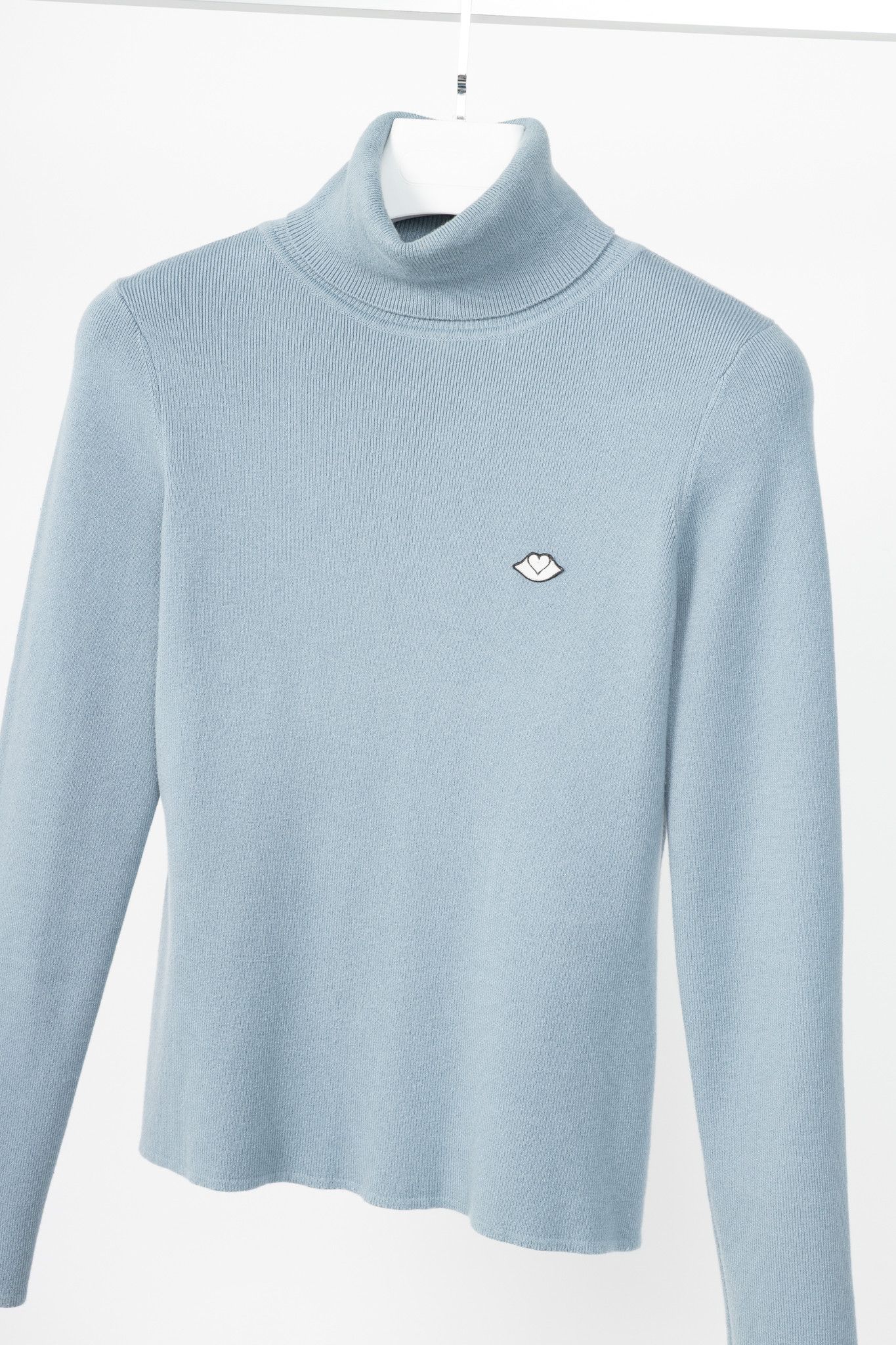 See by Chloe See by Chloe Dusty Blue Cotton & Wool Bisou Turtleneck Size L / US 10 / IT 46 - 3 Thumbnail