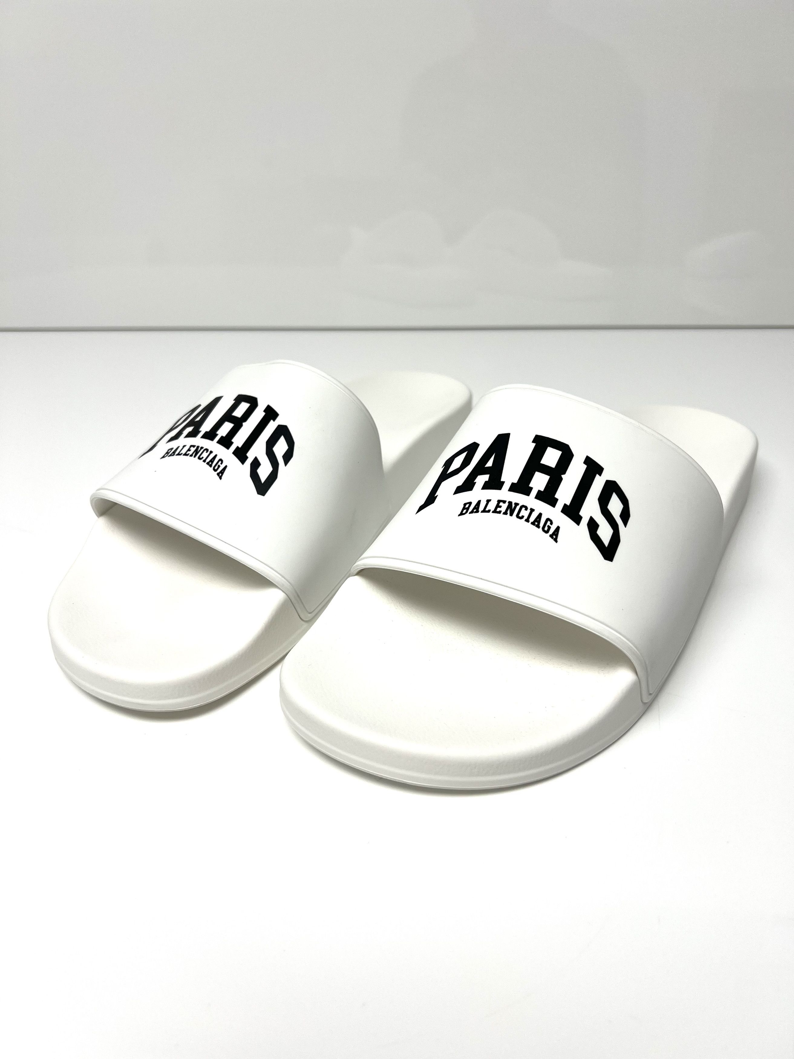 Balenciaga NEW, BALENCIAGA W/ LOGO DESIGN MENS RUBBER SLIDES Size US 12 / EU 45 - 10 Thumbnail