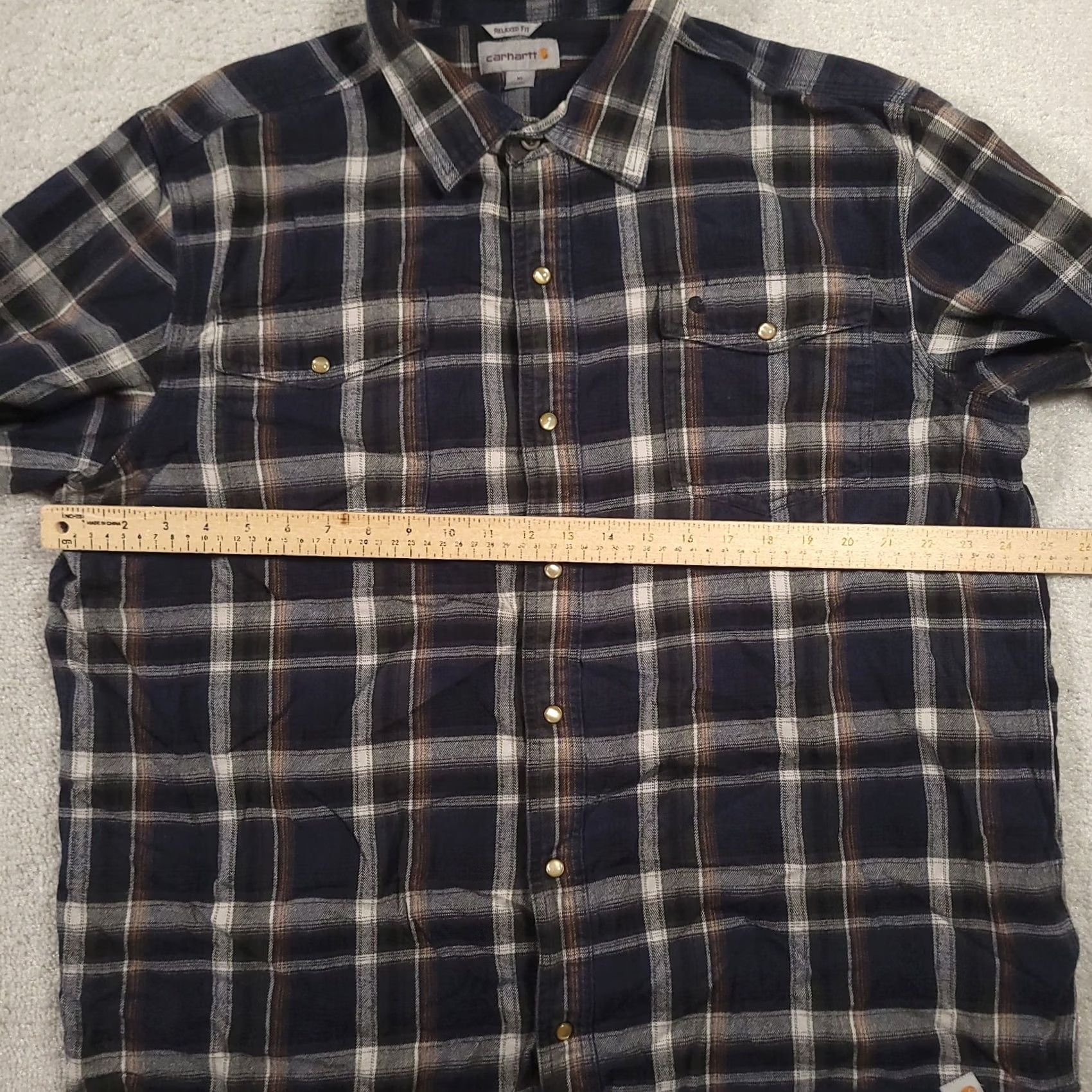 Carhartt Carhartt Shirt Men XL Relaxed Fit Pearl Snap Western Blue Plaid Size US XL / EU 56 / 4 - 3 Thumbnail
