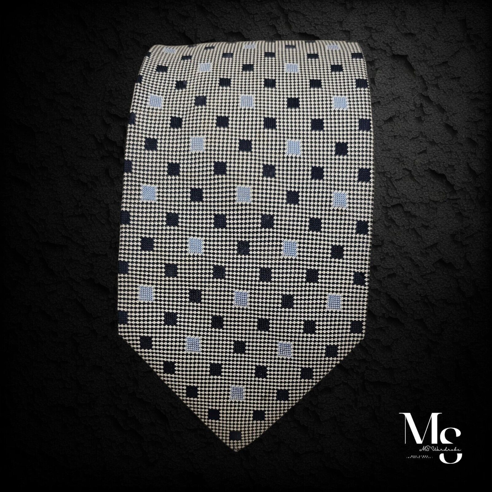 E. Marinella E. MARINELLA XL Gray Geometric Silk Tie Hand Made In Italy W Size ONE SIZE - 5 Thumbnail