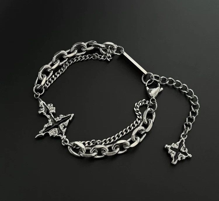 Jewelry Retro gothic punk y2k layered melted cross bracelet Size ONE SIZE - 6 Thumbnail