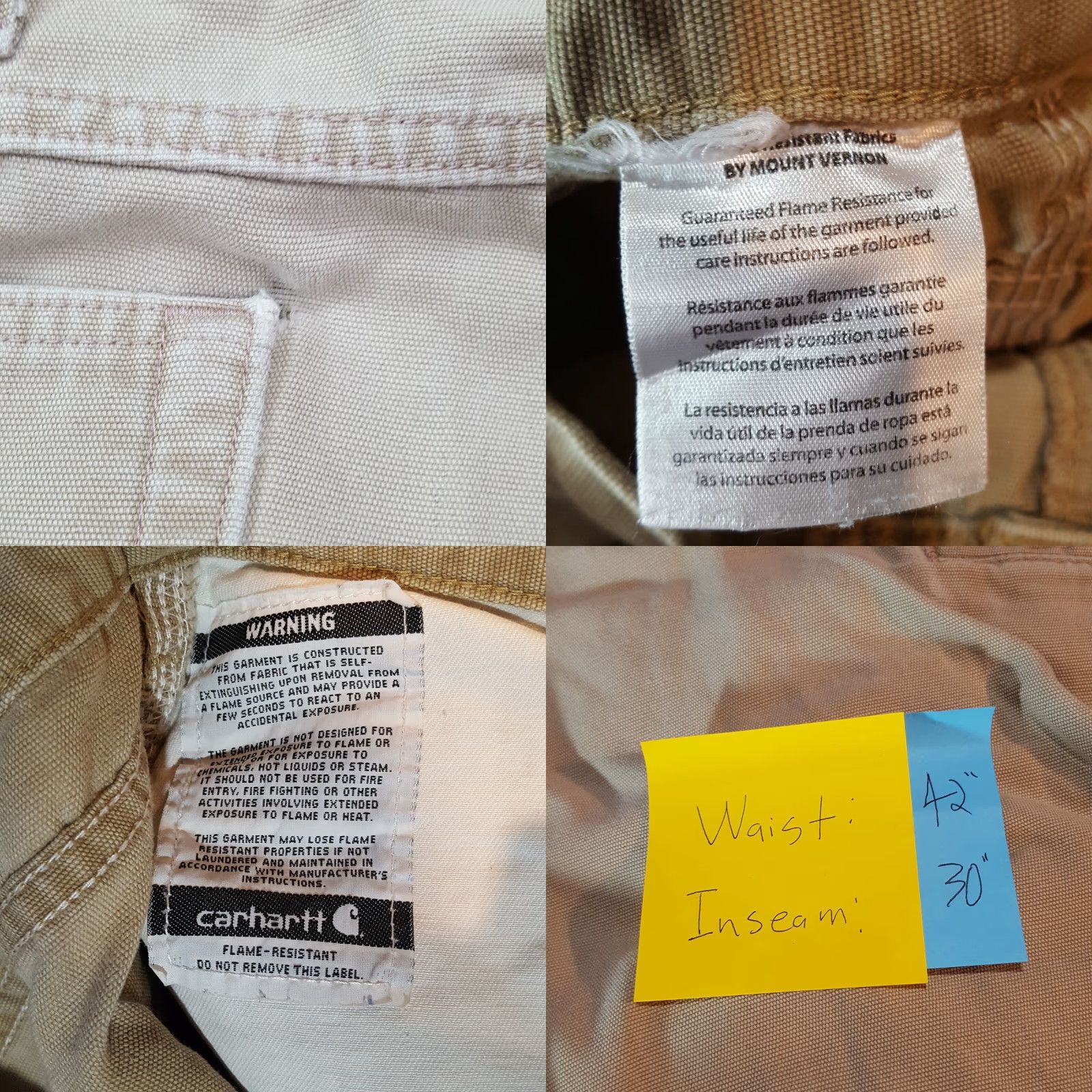 Carhartt VINTAGE Carhartt Flame Resistant Men's Pants 42x30 Khaki Beige Workwear Carpenter Pants Mens Size US 42 / EU 58 - 9 Thumbnail