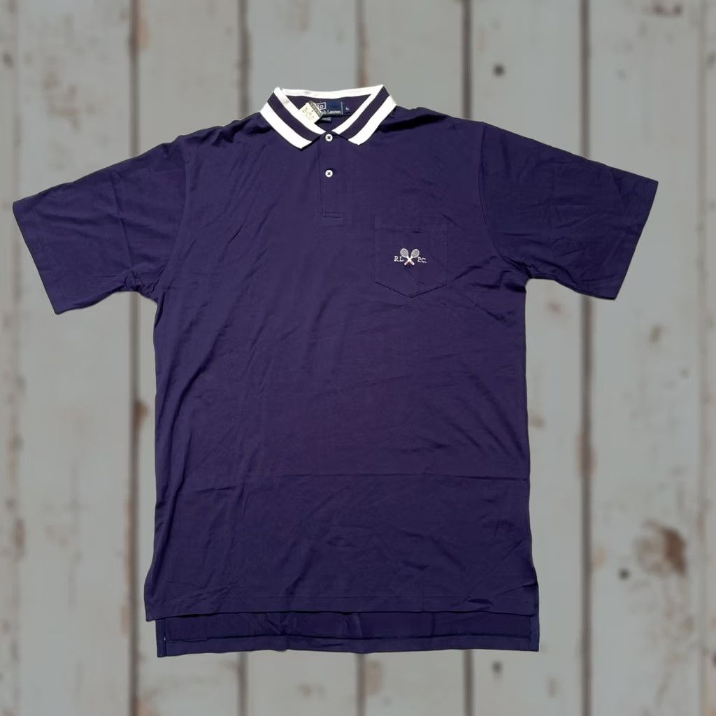 Polo Ralph Lauren VINTAGE Polo Ralph Lauren Tennis Crest RLPC Fine Cotton Polo Shirt NWT L Blue 90s Mens Womens Adults Polo Shirt Size US L / EU 52-54 / 3 - 1 Thumbnail