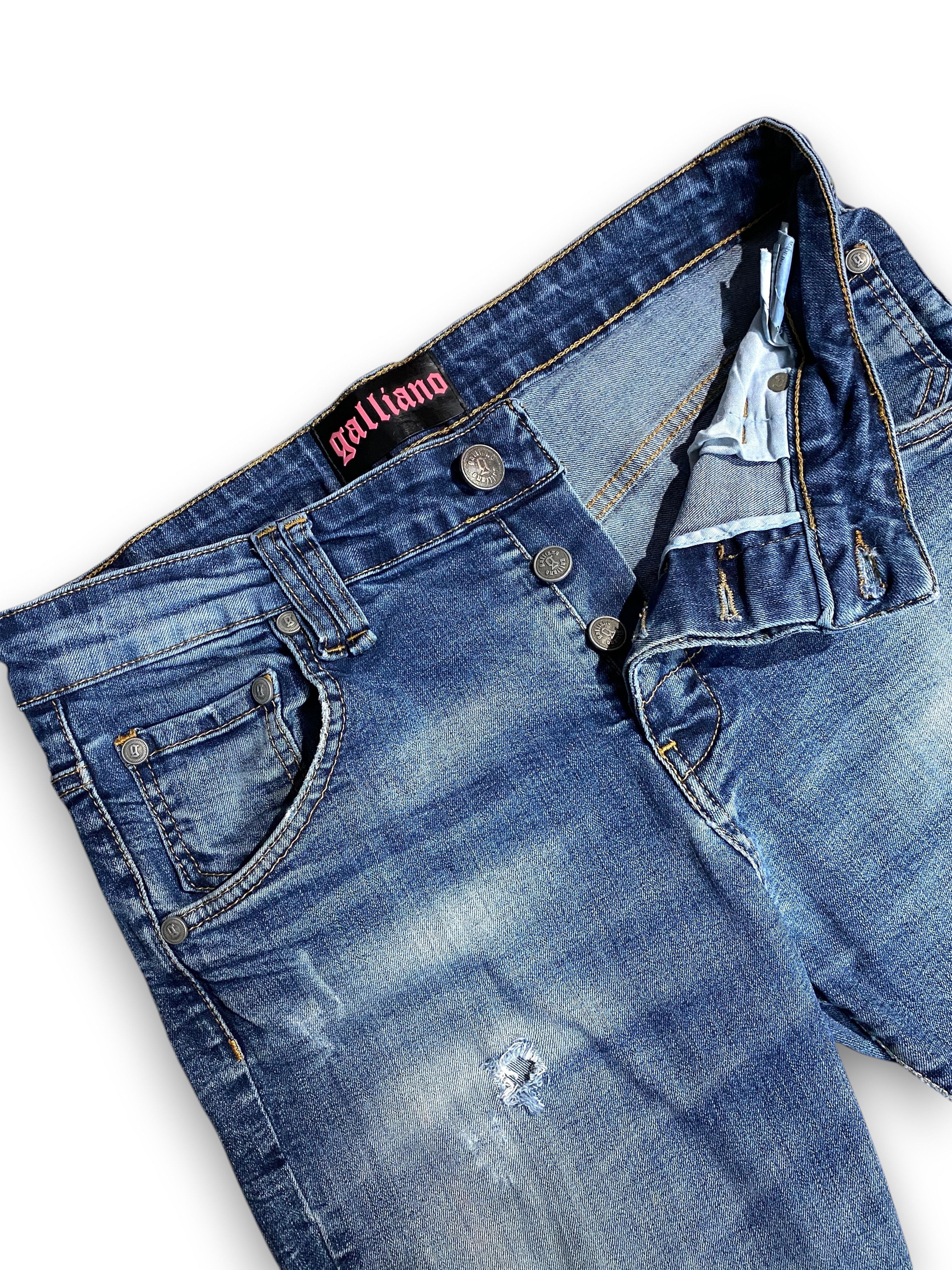 John Galliano Galliano Distressed Washed Ripped Gothic Slim Jeans Vintage Size US 34 / EU 50 - 10 Thumbnail