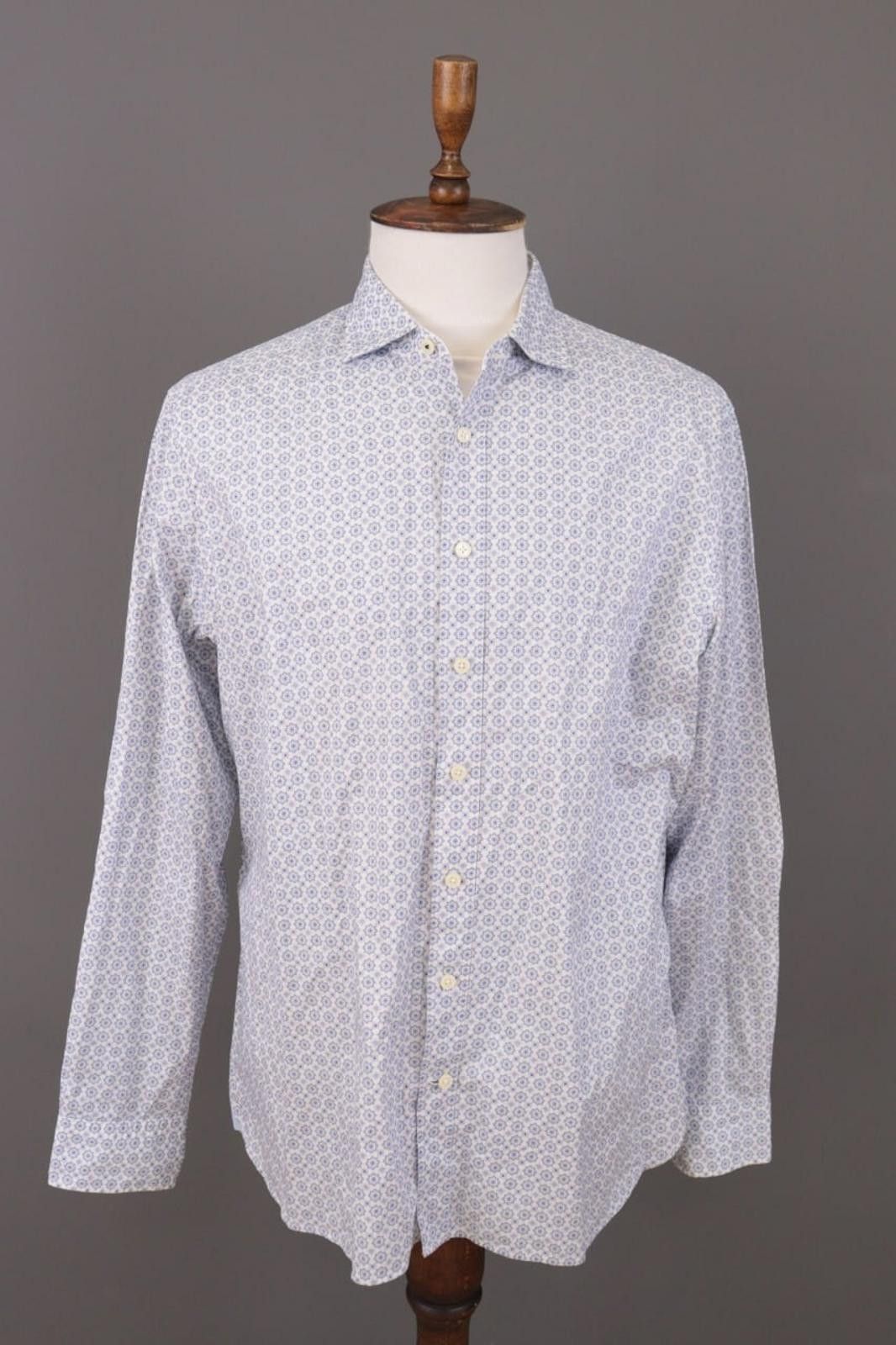 Designer Hackett London Slim Fit White Printed Shirt Size 2XL Size US XXL / EU 58 / 5 - 1 Thumbnail