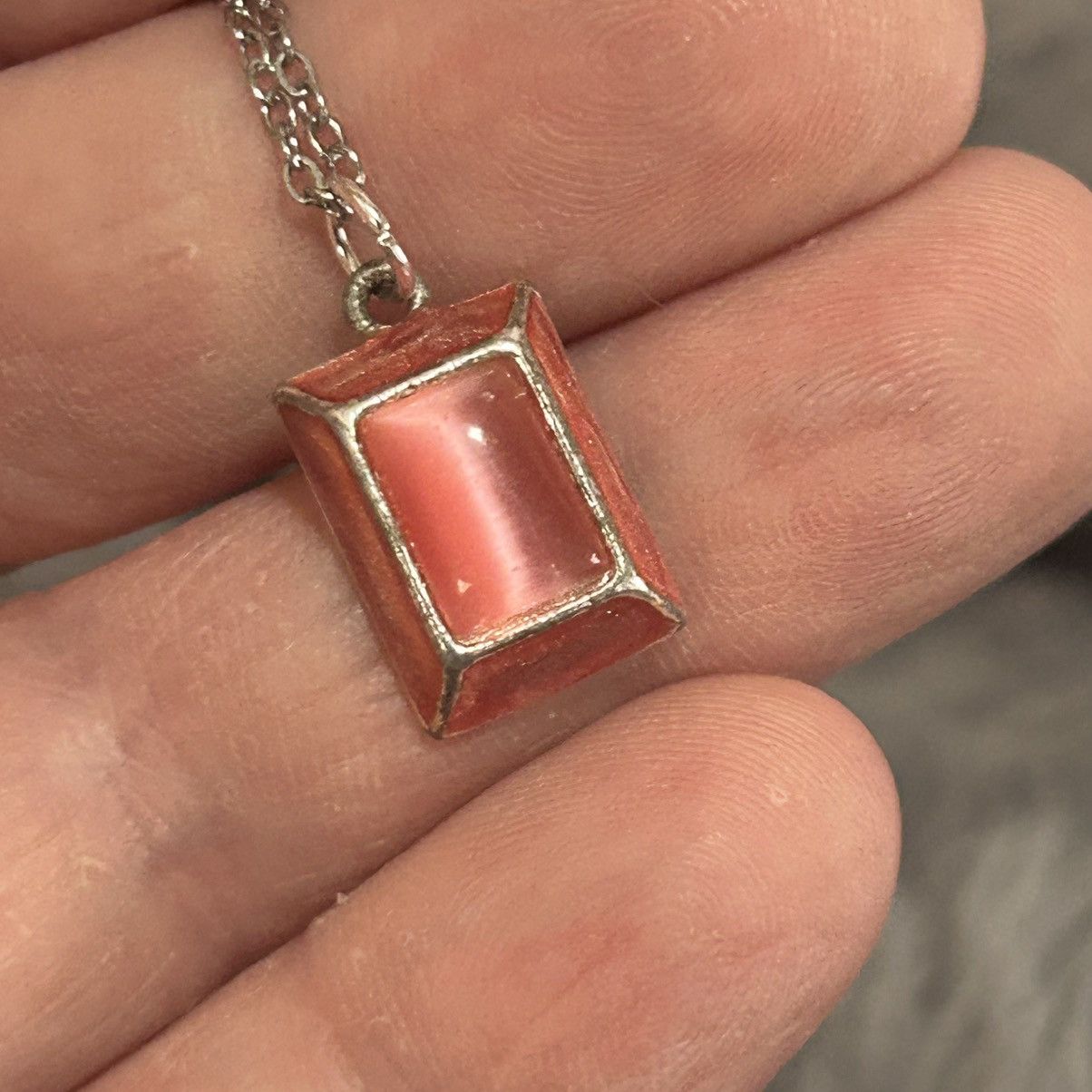 Handmade Handcrafted salvaged vintage cat eye glass pendant necklace Size ONE SIZE - 2 Thumbnail