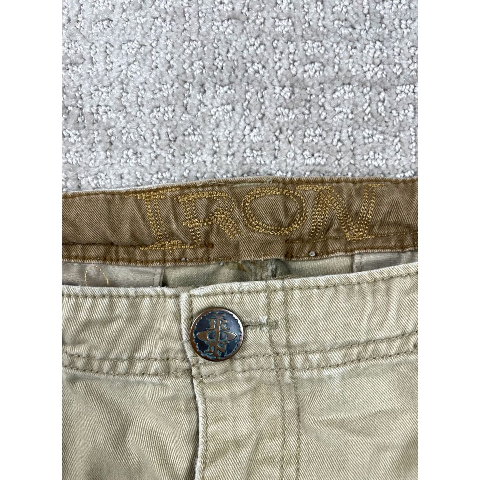 Iro VTG IRON Pants Cargo Wide-Leg 37x31 Beige Mens 90s Y2K Skater Baggy Cargo Pocket Cotton Wide Leg Inseam 31 Mens Size US 37 - 4 Thumbnail