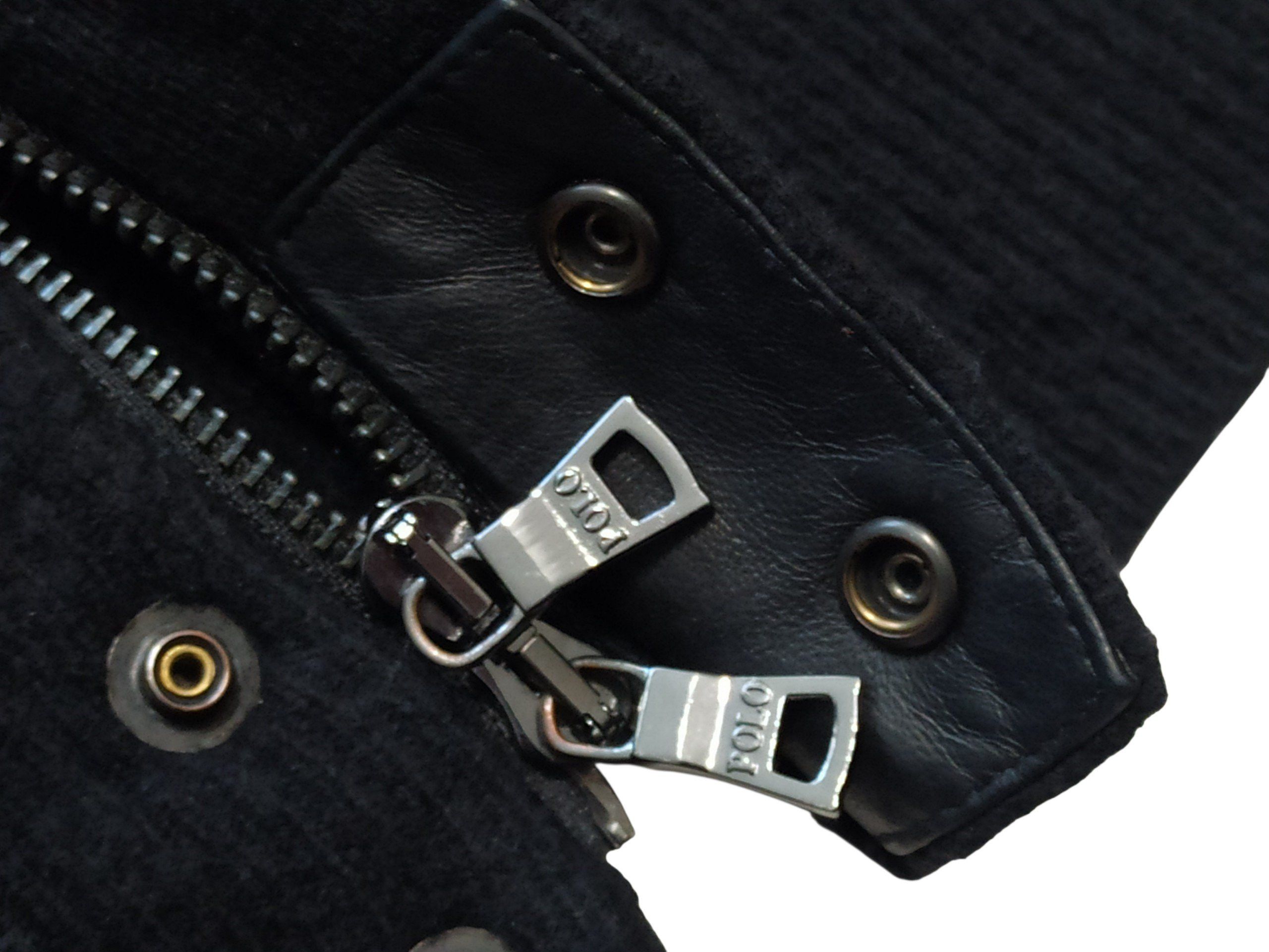 Polo Ralph Lauren Polo Ralph Lauren Black Lambswool Crest Leather Trim Jacket Size US M / EU 48-50 / 2 - 7 Thumbnail