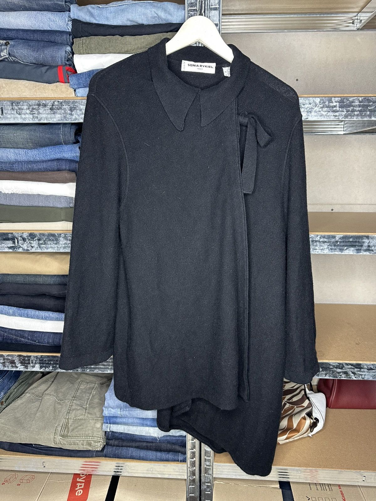 Sonia Rykiel Sonia Rykiel Paris Wool Knit Cardigan Top Asymmetric Bow Size L / US 10 / IT 46 - 1 Thumbnail