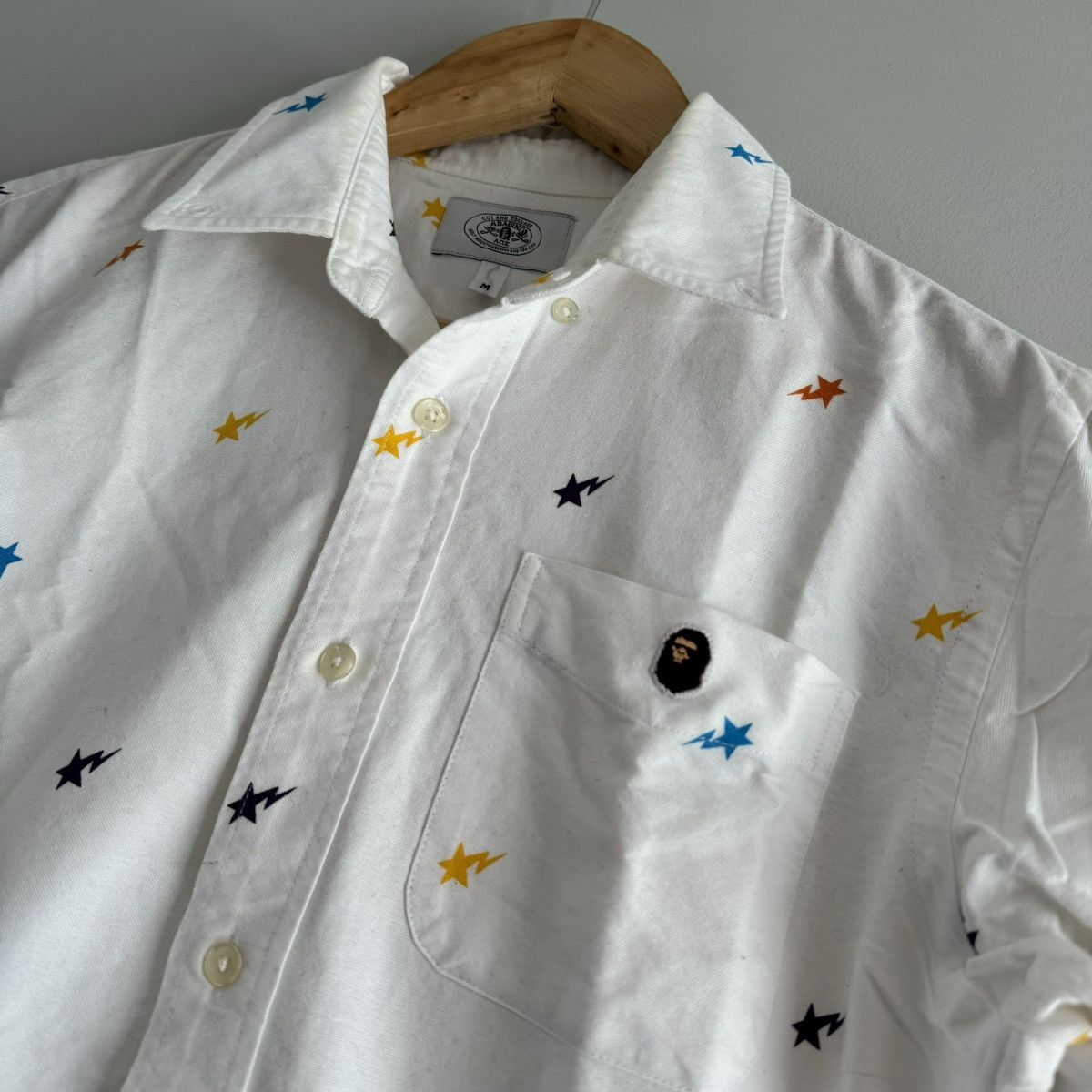 Bape OG Multicolor Star Pattern Long Sleeve Button Up Shirt Size US M / EU 48-50 / 2 - 2 Thumbnail