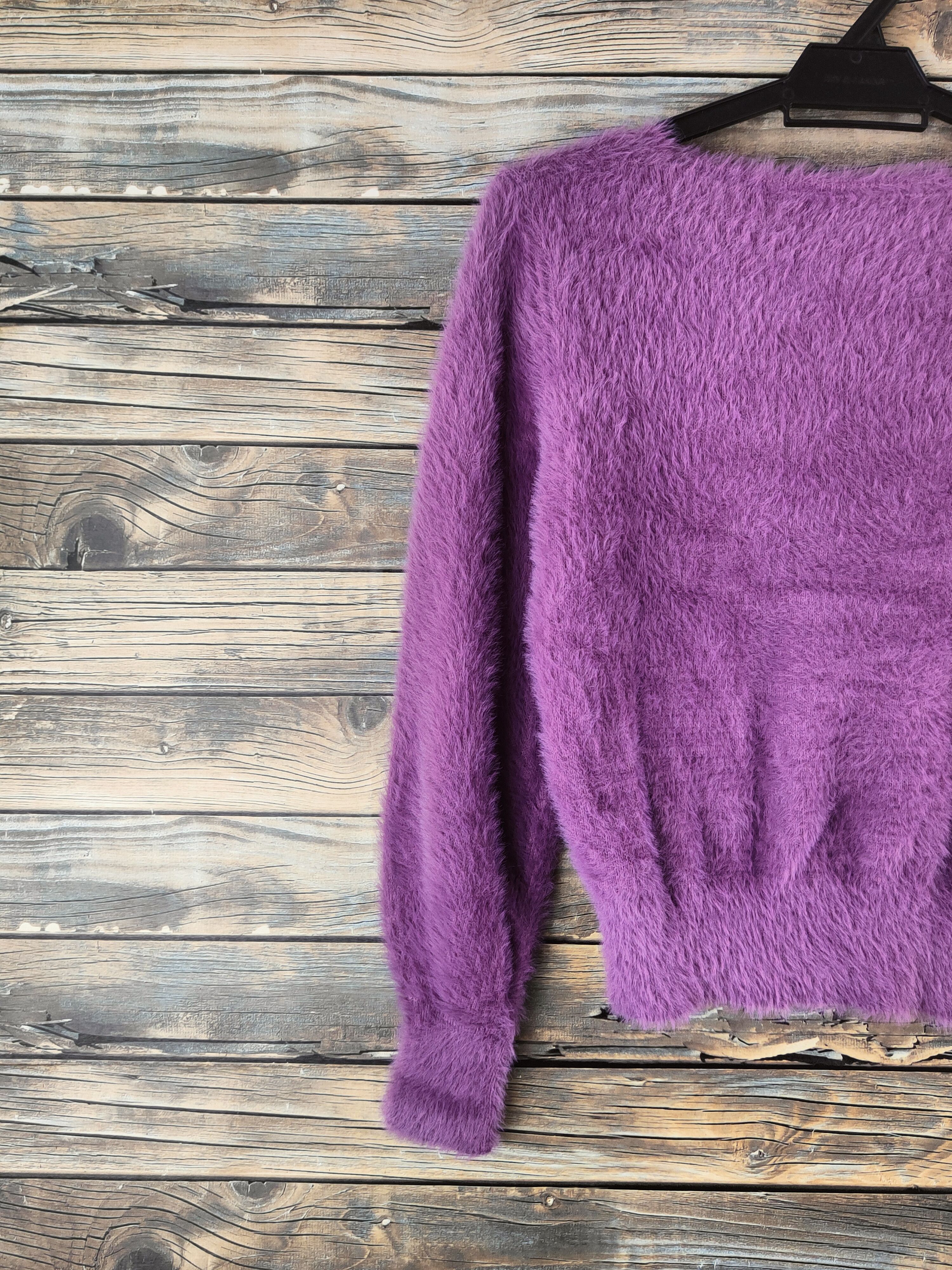 Japanese Brand DL GRL Purple Fur Mohair Knitwear #46-987 Size S / US 4 / IT 40 - 8 Thumbnail